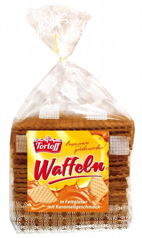 Waffeln in Fettglasur mit Karamellgeschmack (80%)