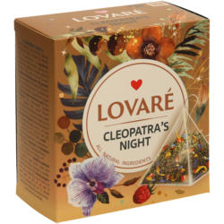 Lovare-Cleopatra´S Night - Aromatisierter Grüner Tee mit Himbeeren, Blütenblättern und Himbeergeschmack, in Pyramidenbeuteln