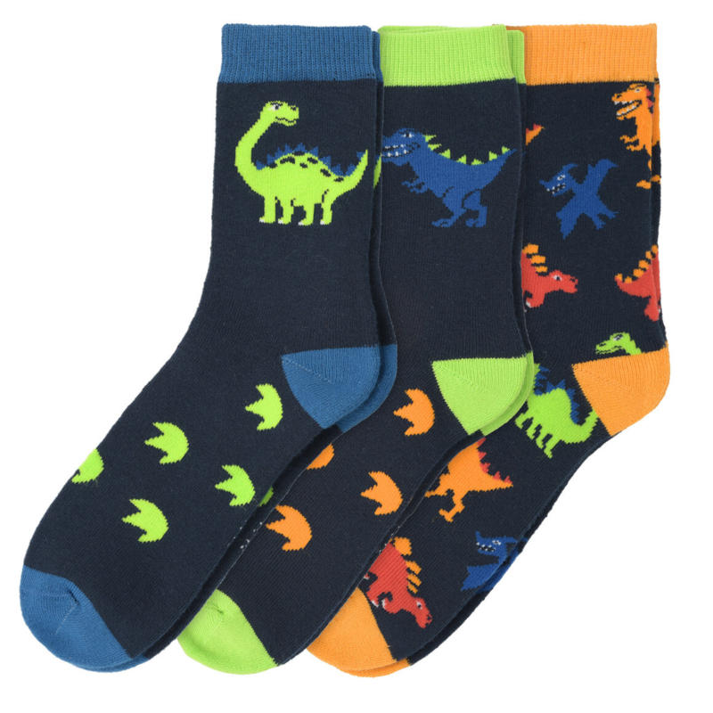 3 Paar Jungen Frotteesocken mit Dino-Motiven (Nur online)