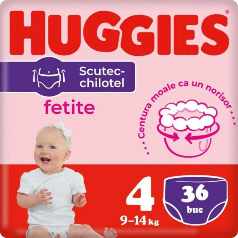 Scutece chiloțel pentru fetițe numărul 4, 9-14 kg