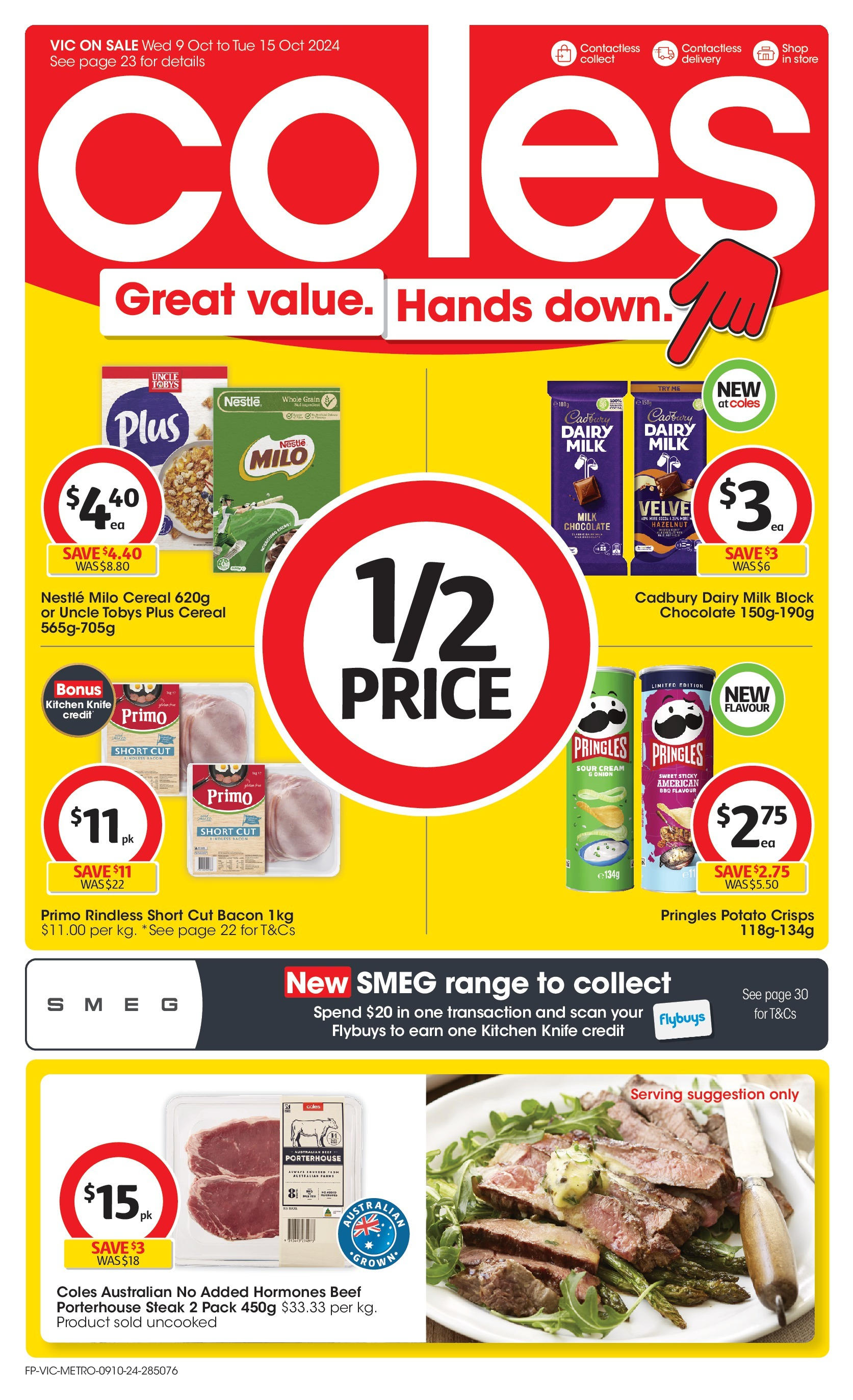 ﻿﻿Coles catalogue valid from 09/10/2024 > Online Australia | Page: 1 | Products: Bacon, Milk, Dairy, Chocolate