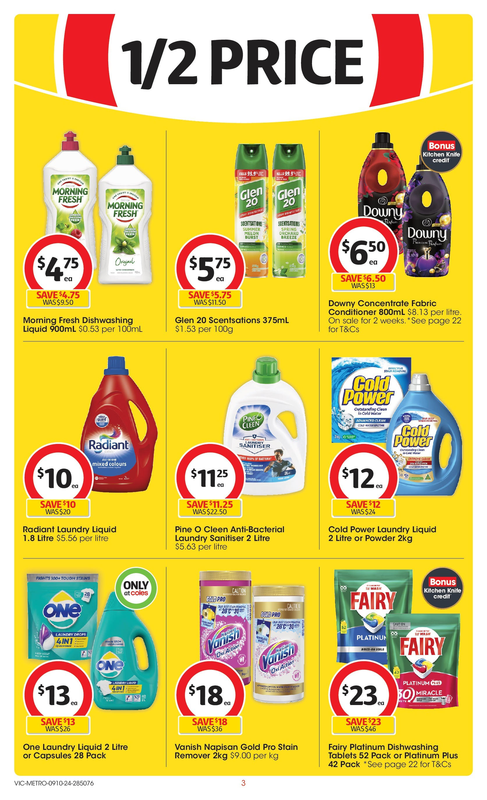 ﻿﻿Coles catalogue valid from 09/10/2024 > Online Australia | Page: 3 | Products: Powder, Conditioner, Melon, Laundry