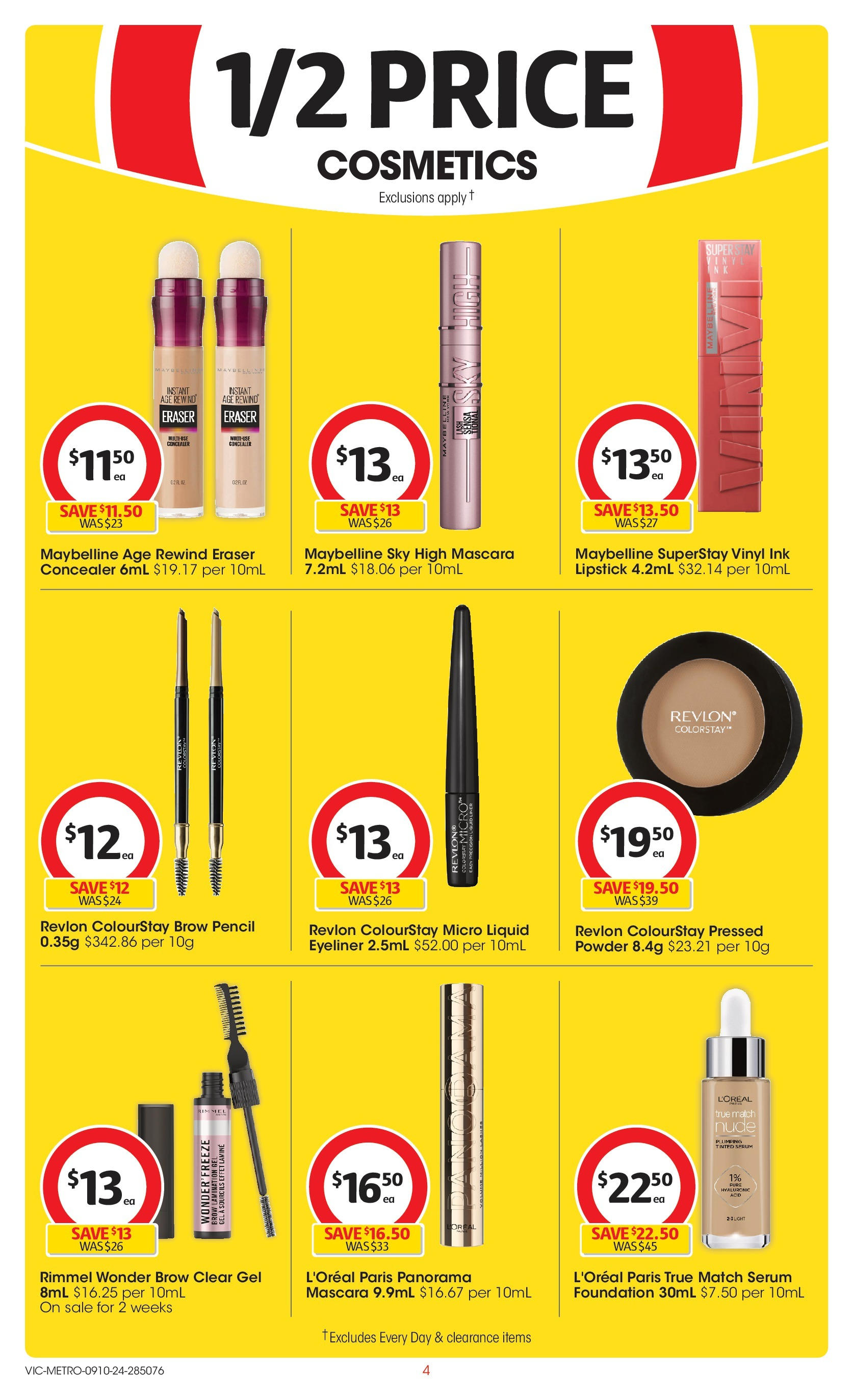 ﻿﻿Coles catalogue valid from 09/10/2024 > Online Australia | Page: 4 | Products: Mascara, Eyeliner, Lipstick, Foundation