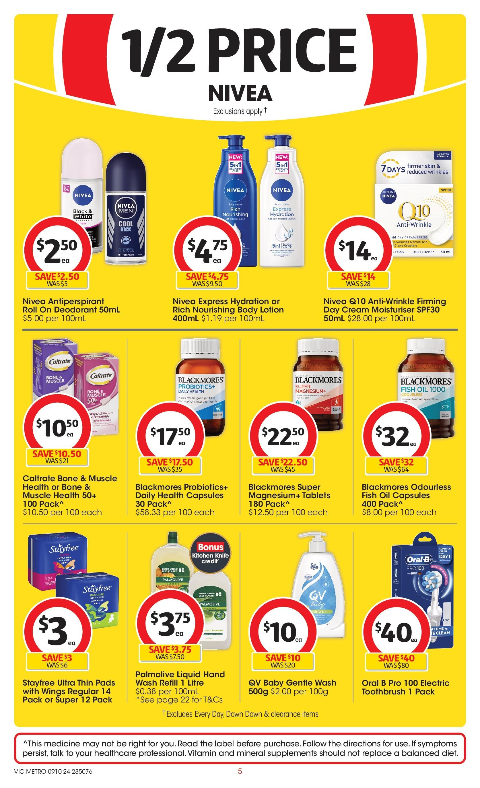 ﻿﻿Coles catalogue valid from 09/10/2024 > Online Australia | Page: 5 | Products: Fish, Cream, Toothbrush, Tablets