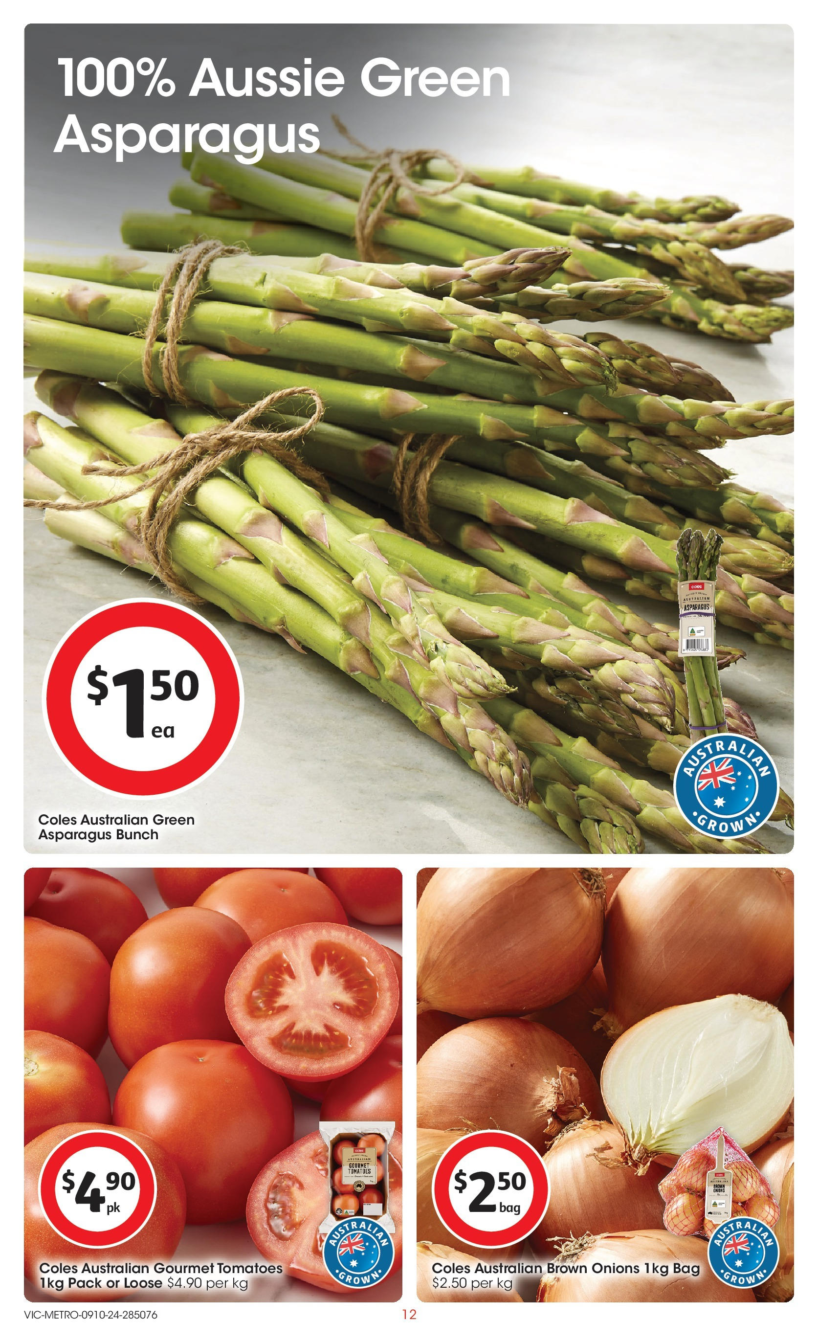 ﻿﻿Coles catalogue valid from 09/10/2024 > Online Australia | Page: 12 | Products: Tomatoes, Onions, Bag