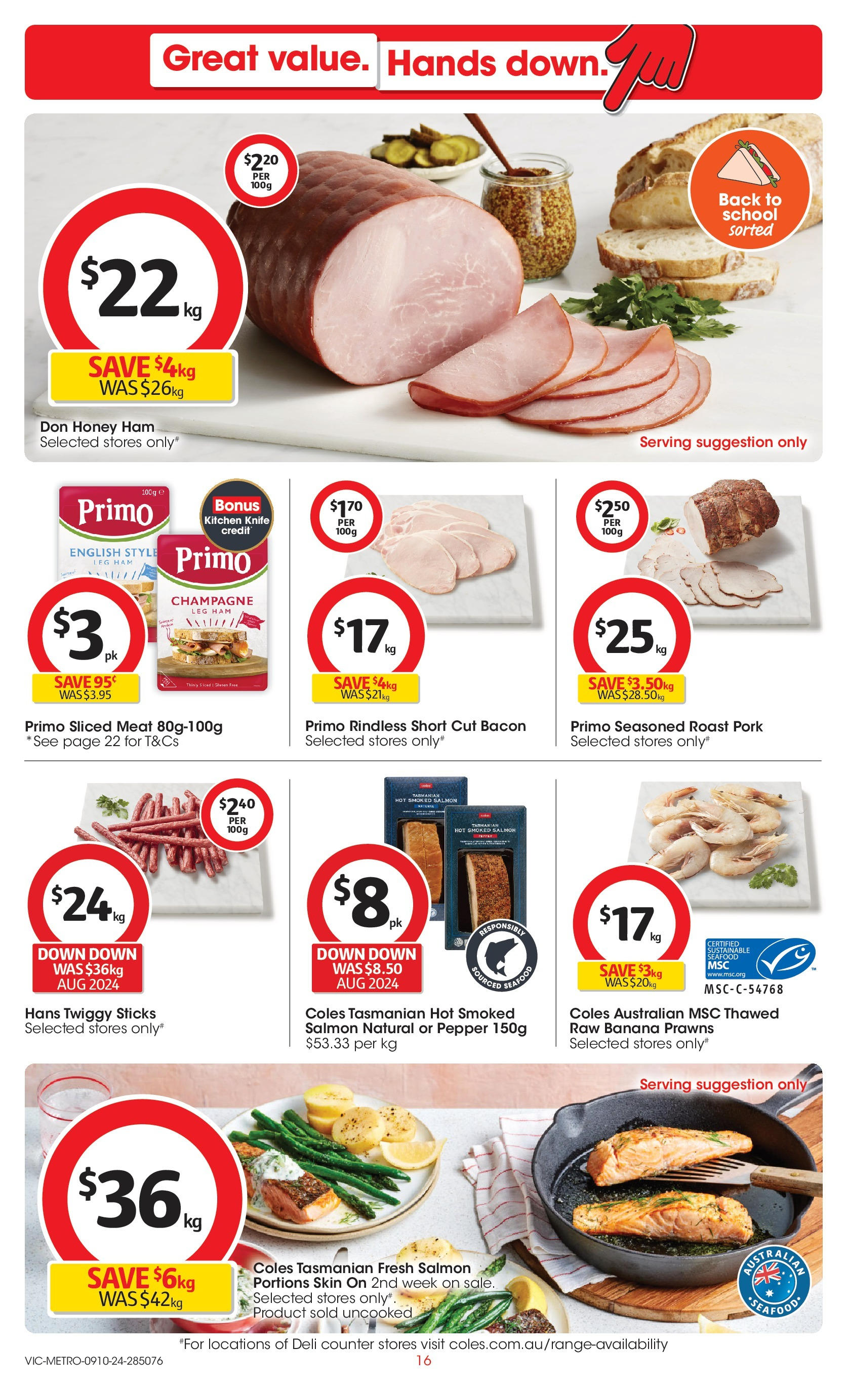 ﻿﻿Coles catalogue valid from 09/10/2024 > Online Australia | Page: 16 | Products: Pork, Salmon, Sustainable, Pepper