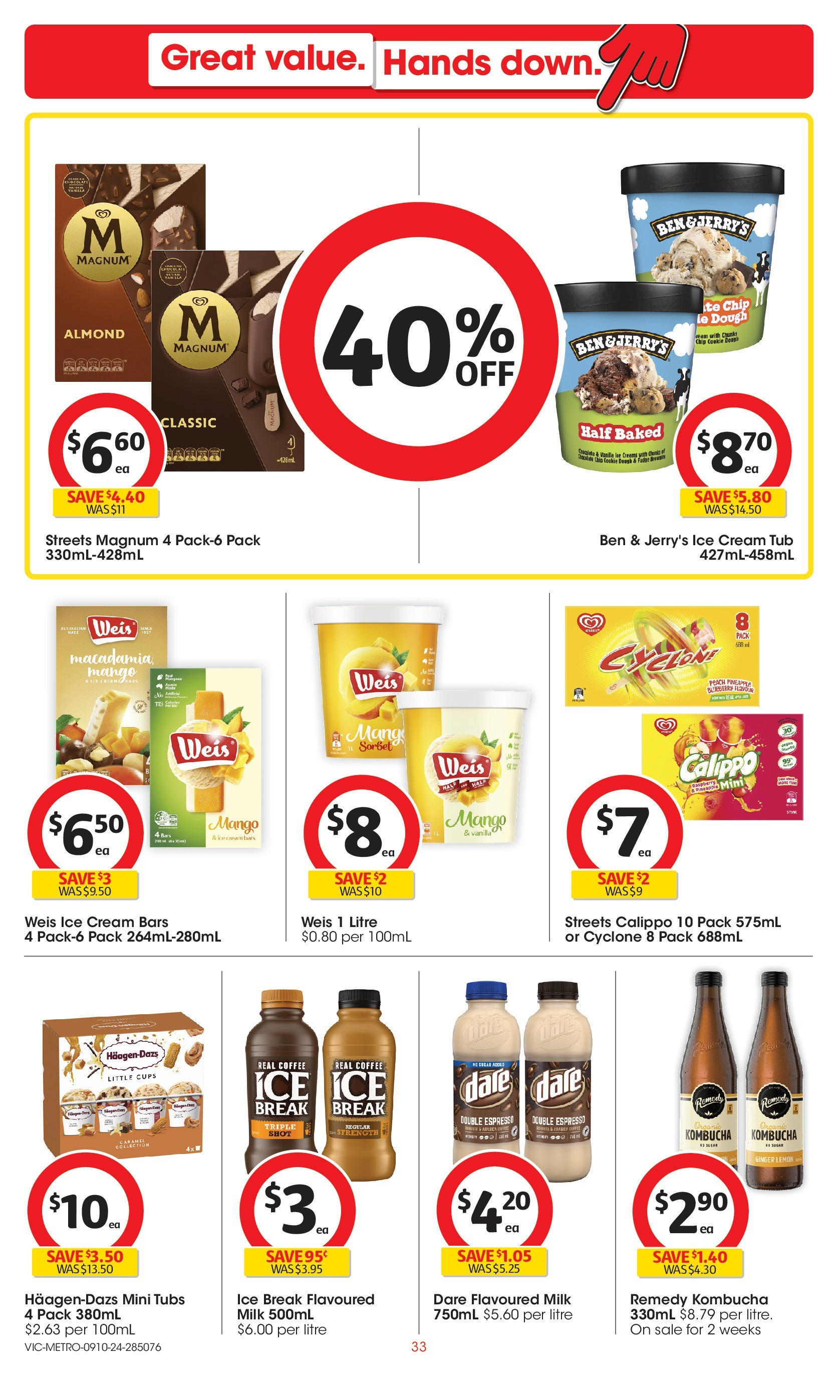 ﻿﻿Coles catalogue valid from 09/10/2024 > Online Australia | Page: 33 | Products: Milk, Coffee, Mango, Peach