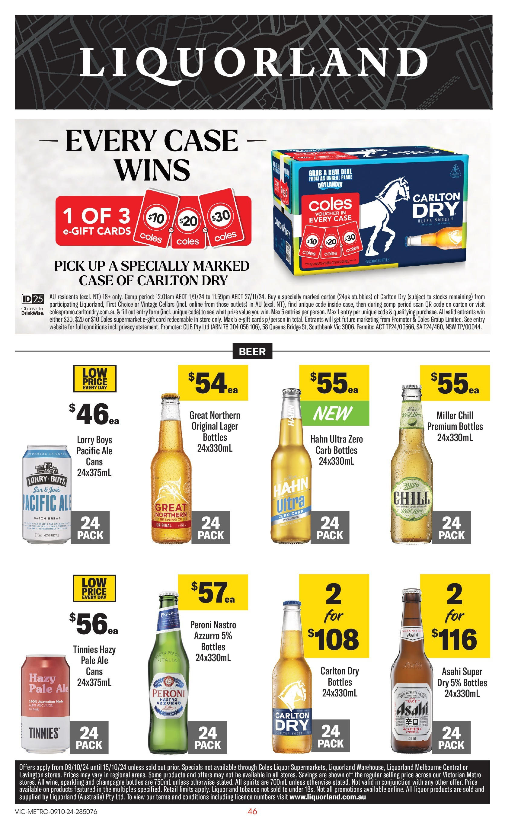 ﻿﻿Coles catalogue valid from 09/10/2024 > Online Australia | Page: 46 | Products: Beer, Case