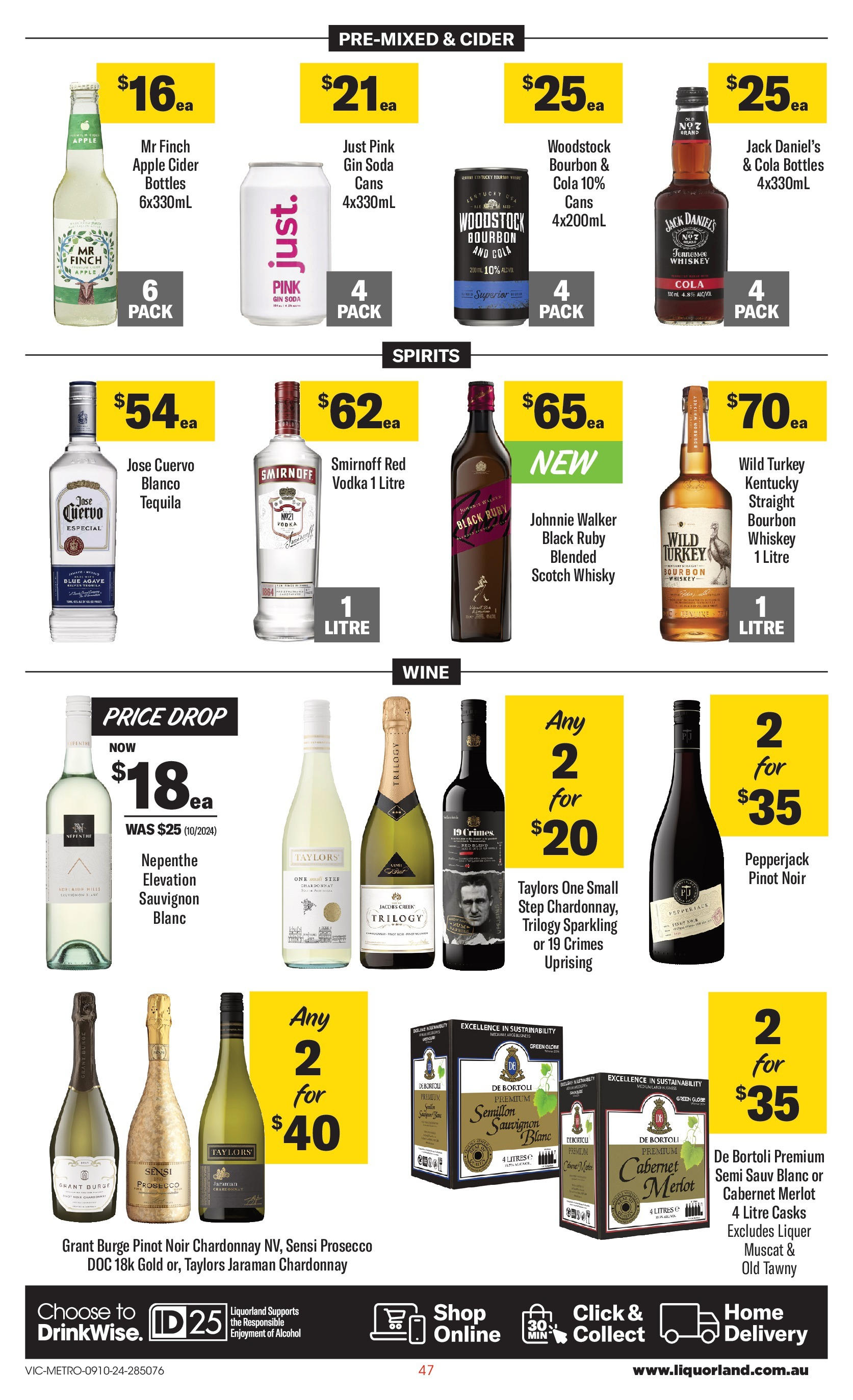 ﻿﻿Coles catalogue valid from 09/10/2024 > Online Australia | Page: 47 | Products: Wine, Vodka, Scotch, Turkey