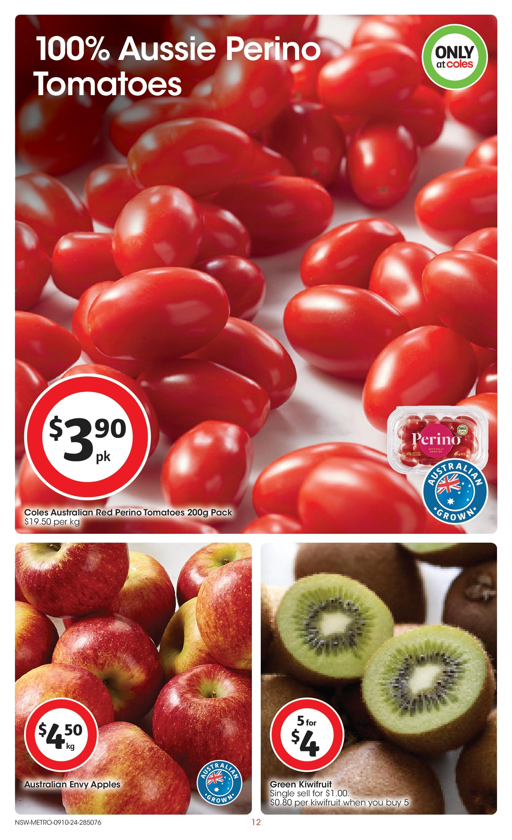 ﻿﻿Coles catalogue valid from 09/10/2024 > Online Australia | Page: 12 | Products: Apples, Tomatoes, Kiwifruit