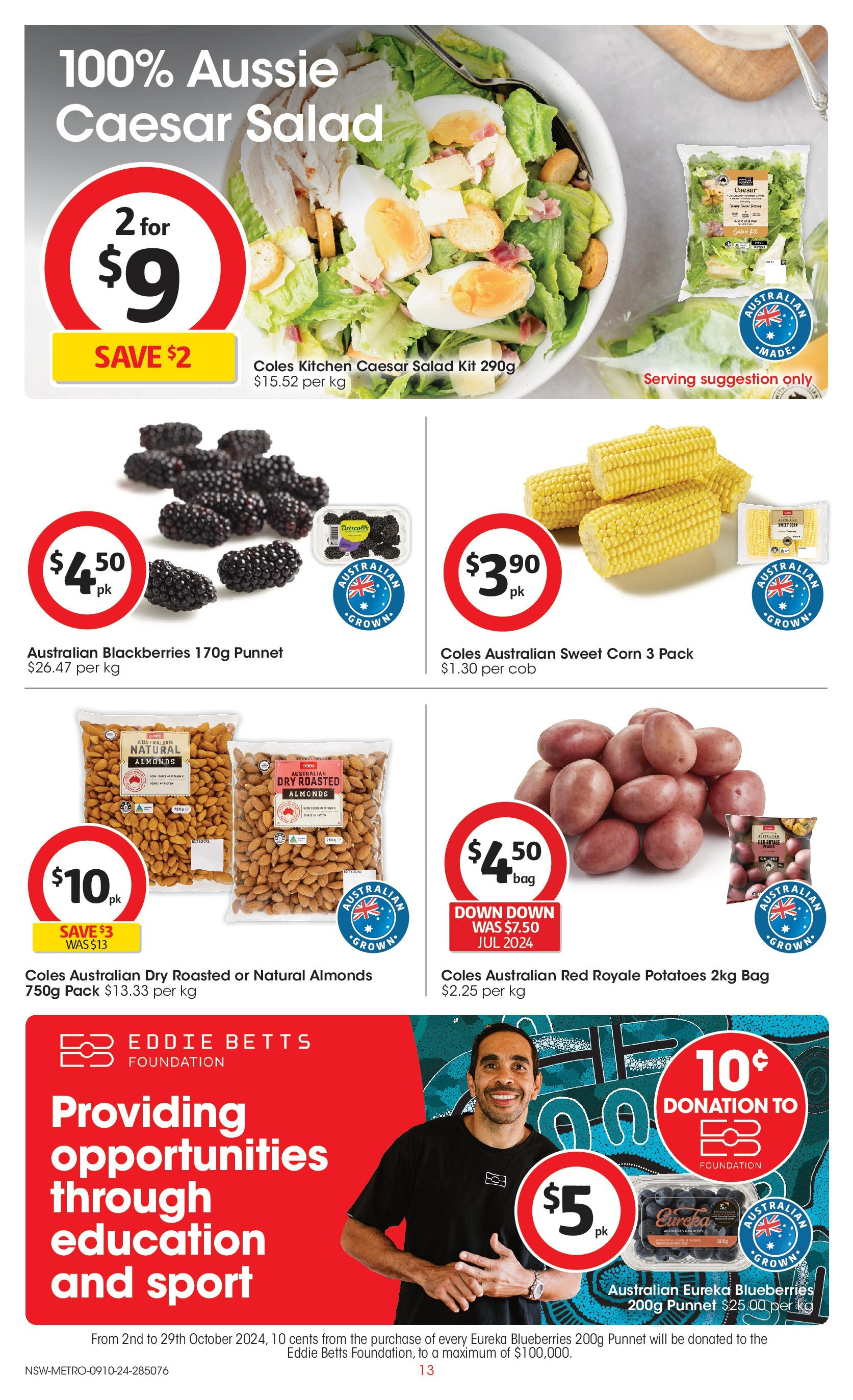 ﻿﻿Coles catalogue valid from 09/10/2024 > Online Australia | Page: 13 | Products: Potatoes, Blueberries, Foundation, Bag