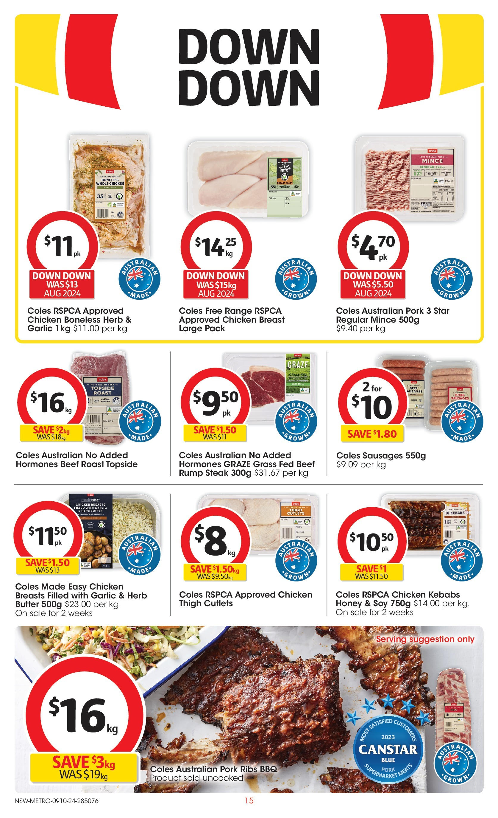 ﻿﻿Coles catalogue valid from 09/10/2024 > Online Australia | Page: 15 | Products: Herb, Chicken, Pork, Steak