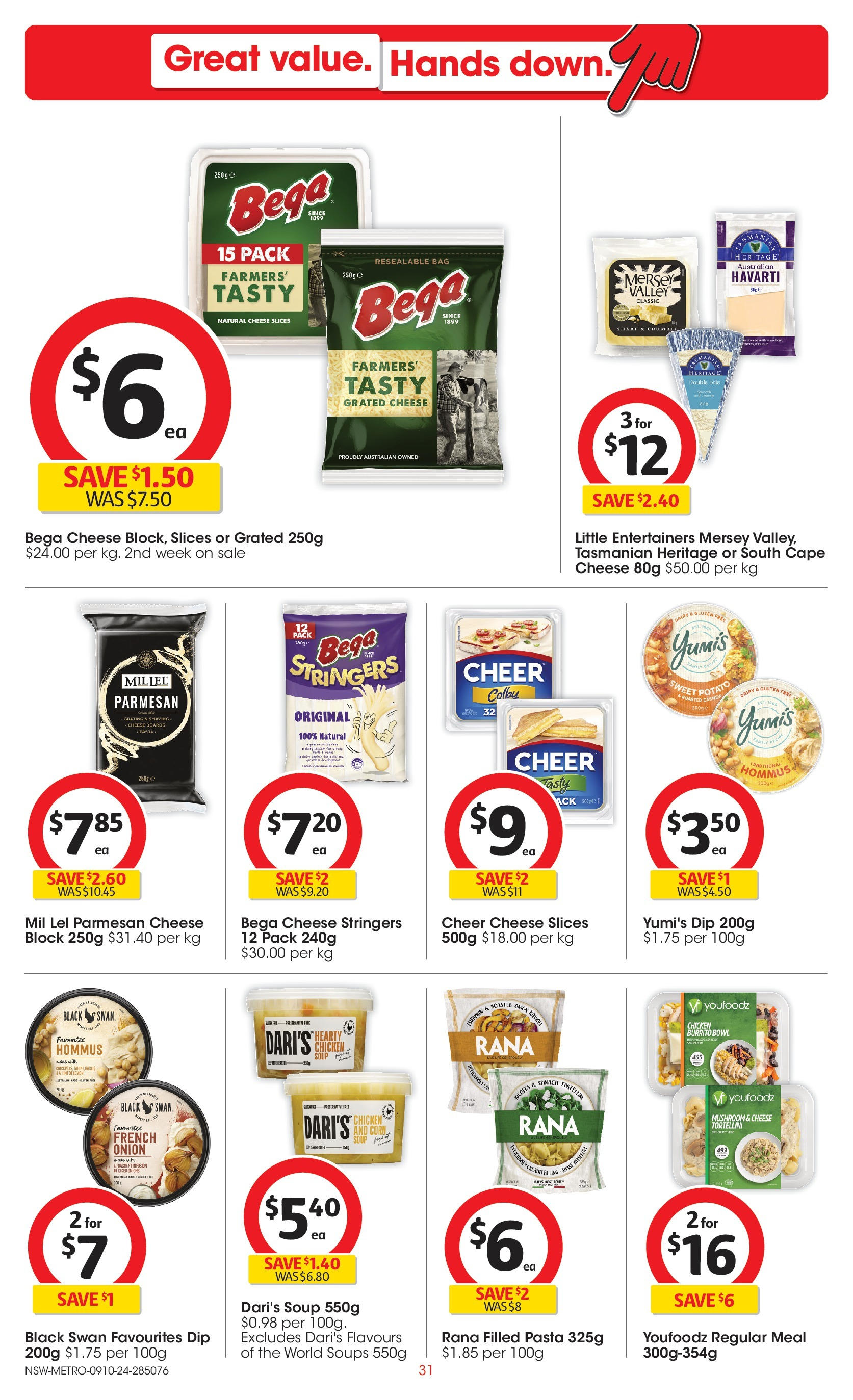 ﻿﻿Coles catalogue valid from 09/10/2024 > Online Australia | Page: 31 | Products: Cheese, Pasta, Soup, Bag