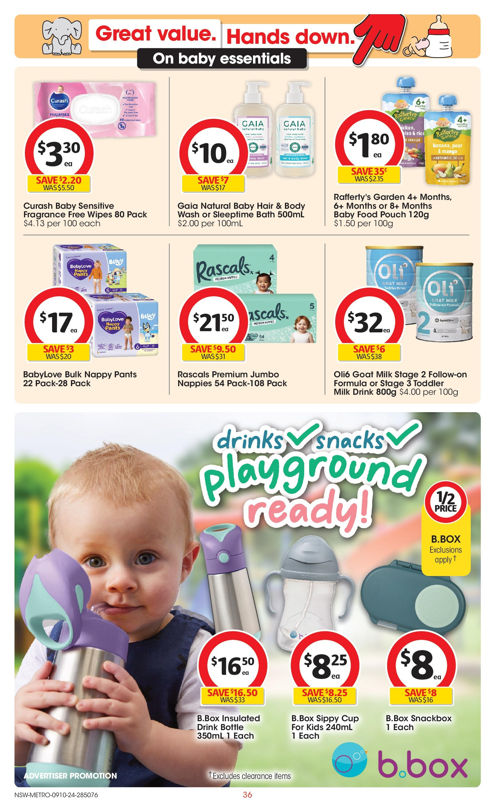 ﻿﻿Coles catalogue valid from 09/10/2024 > Online Australia | Page: 36 | Products: Bath, Rice, Nappies, Pants