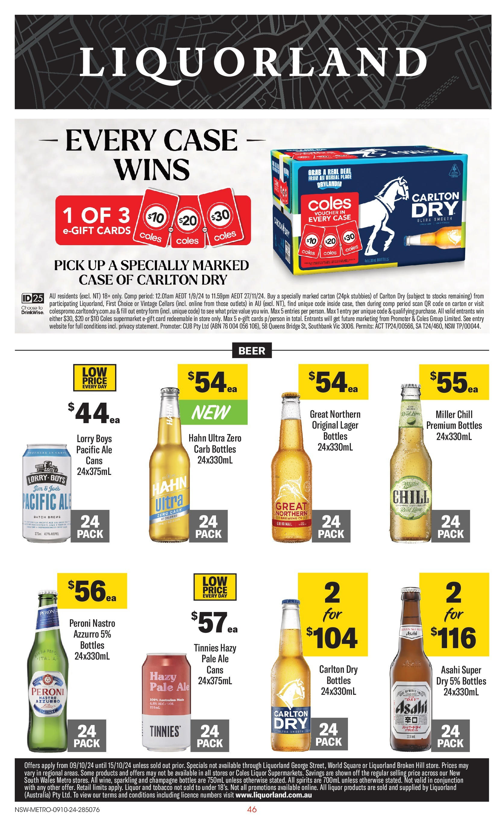 ﻿﻿Coles catalogue valid from 09/10/2024 > Online Australia | Page: 46 | Products: Beer, Case