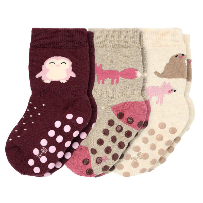 3 Paar Baby Stoppersocken mit Tier-Motiven