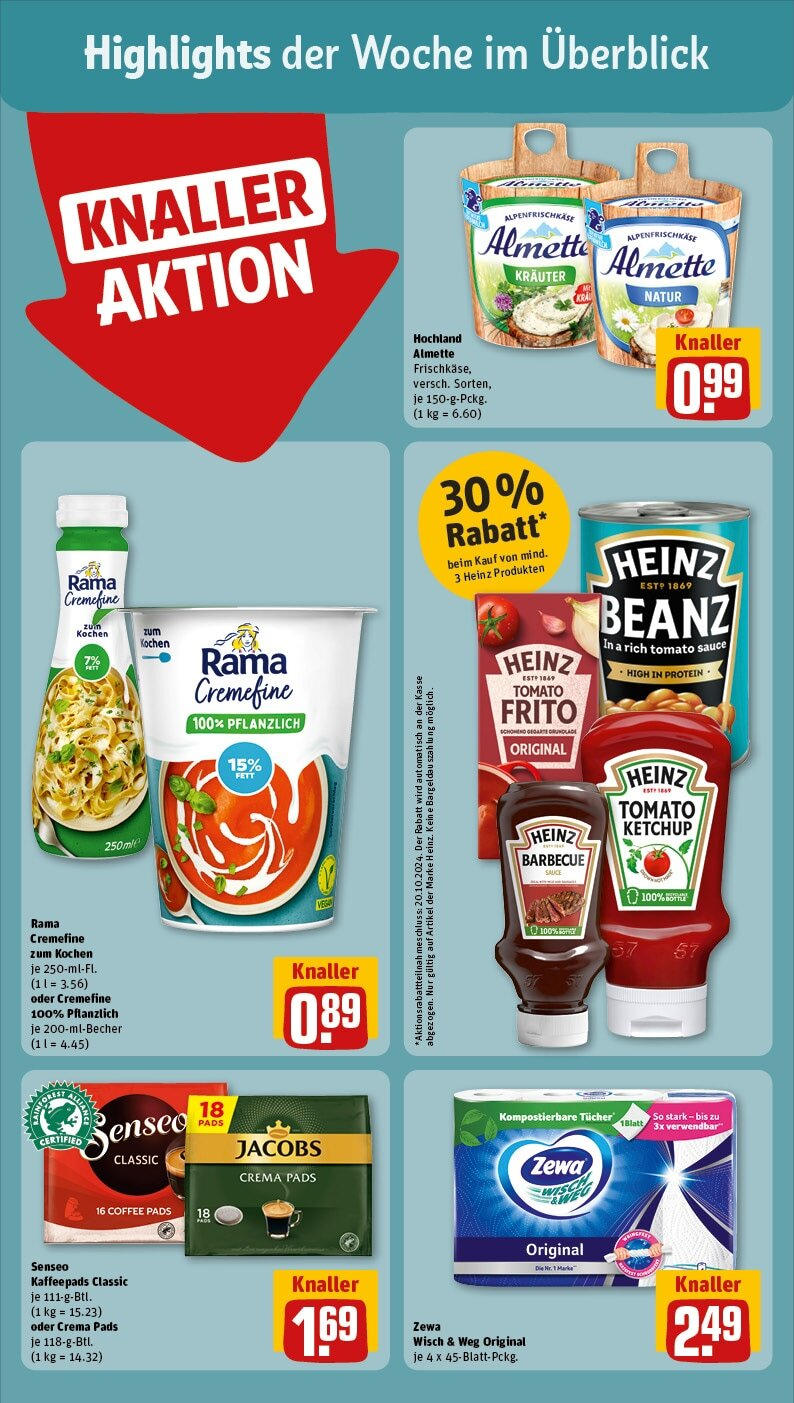 Rewe - Berlin / Pankow, Neumannstraße 1 (ab 14.10.2024) zum Blättern » Angebote | Seite: 2 | Produkte: Senseo, Almette, Rama, Ketchup