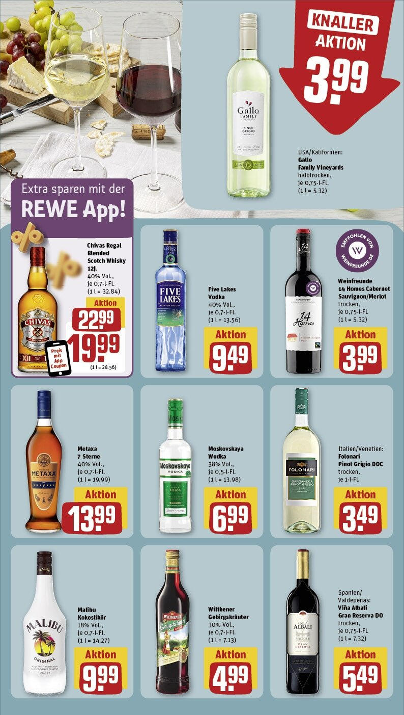 Rewe - Nordhorn, Friedrich-Ebert-Straße 2 (ab 14.10.2024) zum Blättern » Angebote | Seite: 15 | Produkte: Whisky, Wilthener, Regal, Metaxa