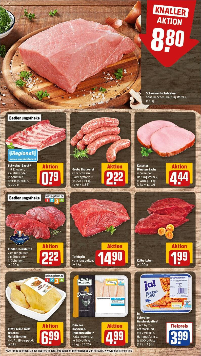 Rewe - Nordhorn, Friedrich-Ebert-Straße 2 (ab 14.10.2024) zum Blättern » Angebote | Seite: 8 | Produkte: Hahnchen, Bratwurst, Gyros, Fleisch