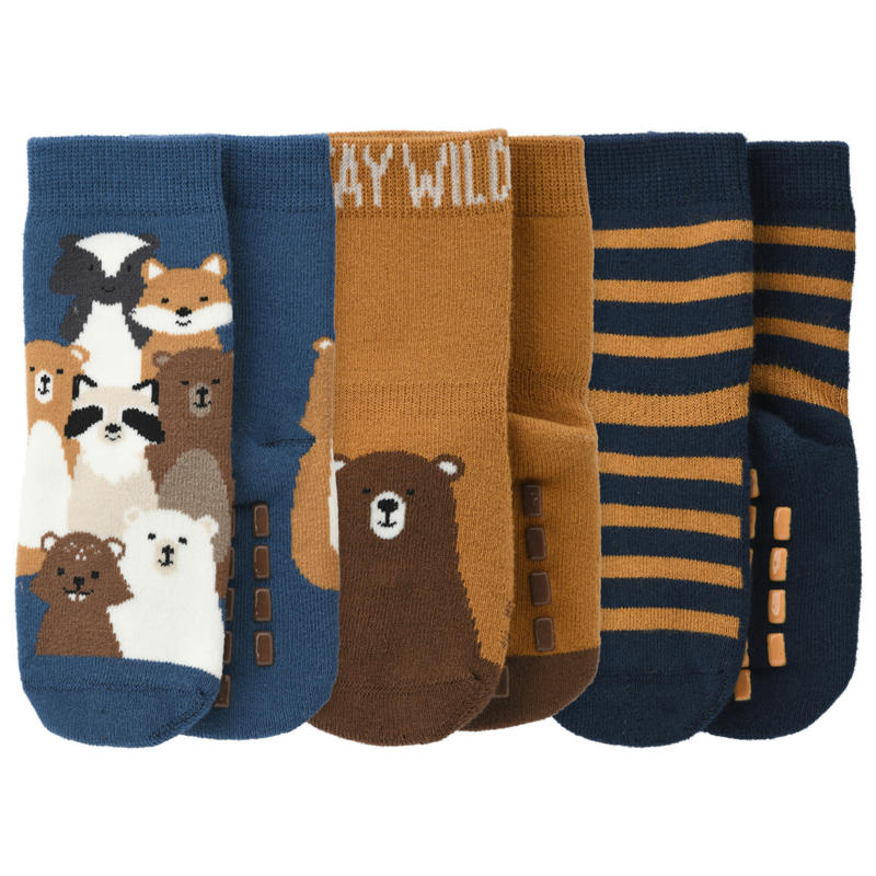 3 Paar Baby Stoppersocken mit Tier-Motiven