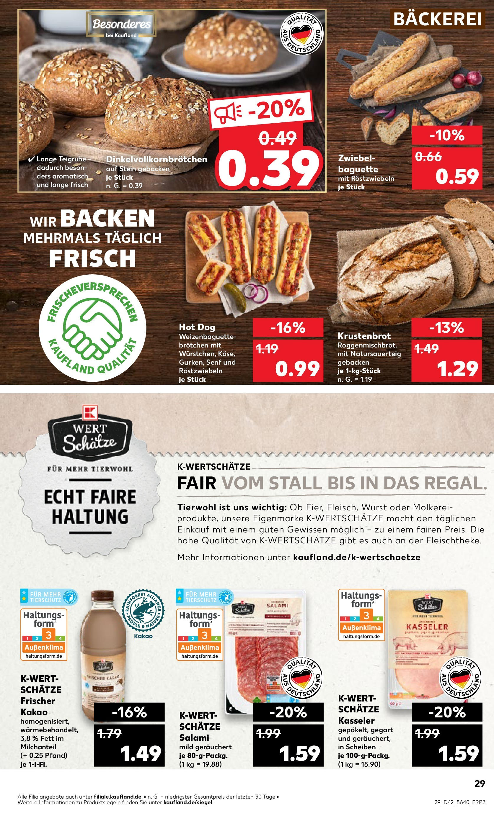 Kaufland - Nordrhein - Westfalen  (ab 17.10.2024) » Angebote Online zum Blättern | Seite: 29 | Produkte: Bäckerei, Baguette, Wurst, Salami