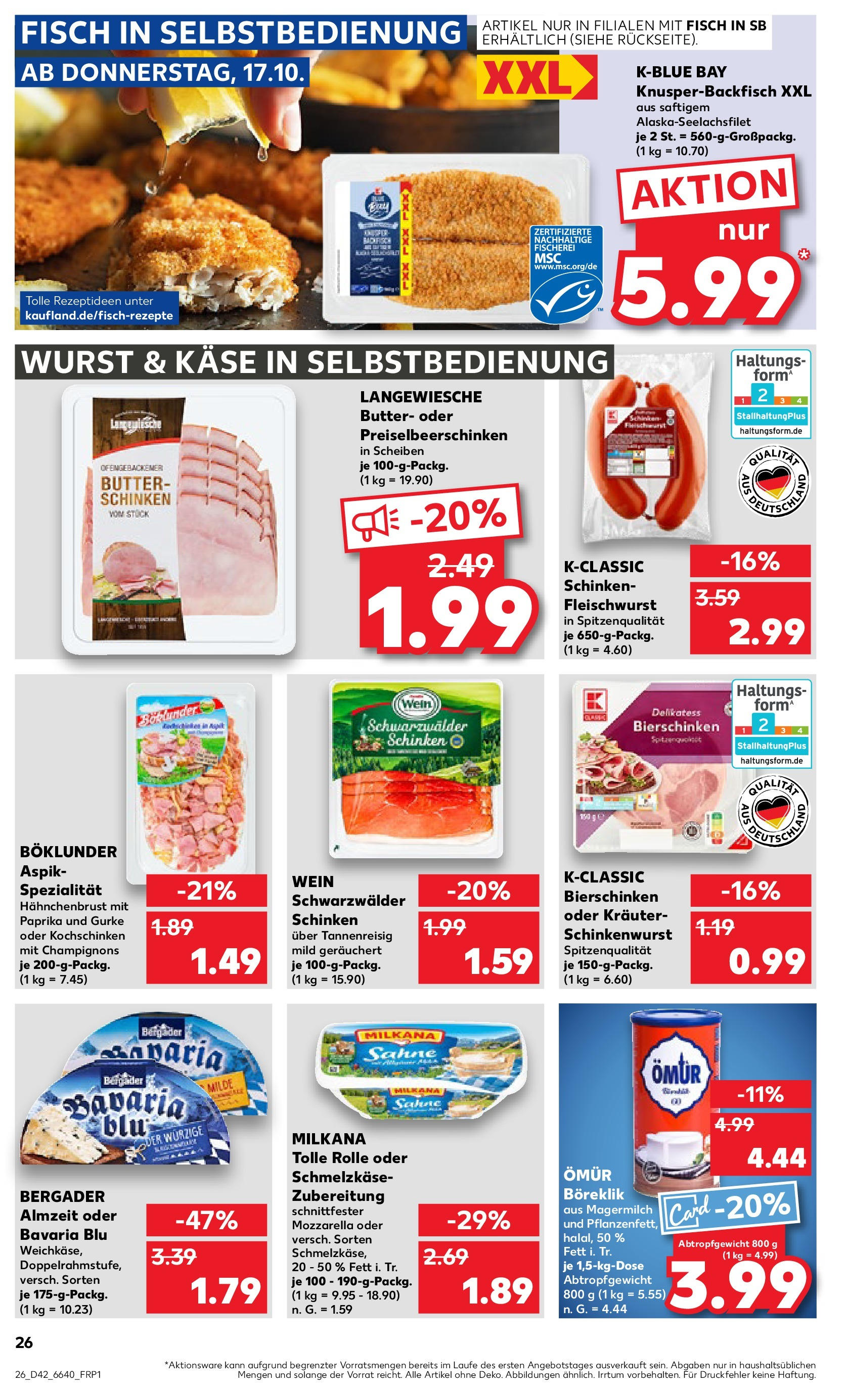 Kaufland - Baden-Württemberg  (ab 17.10.2024) » Angebote Online zum Blättern | Seite: 26 | Produkte: Butter, Milkana, Mozzarella, Hahnchenbrust