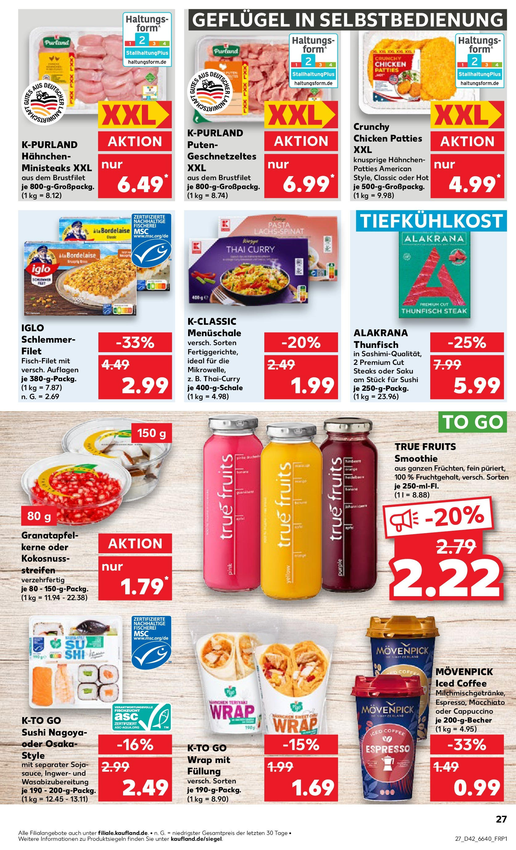 Kaufland - Baden-Württemberg  (ab 17.10.2024) » Angebote Online zum Blättern | Seite: 27 | Produkte: Thunfisch, Iglo, Pasta, Steak