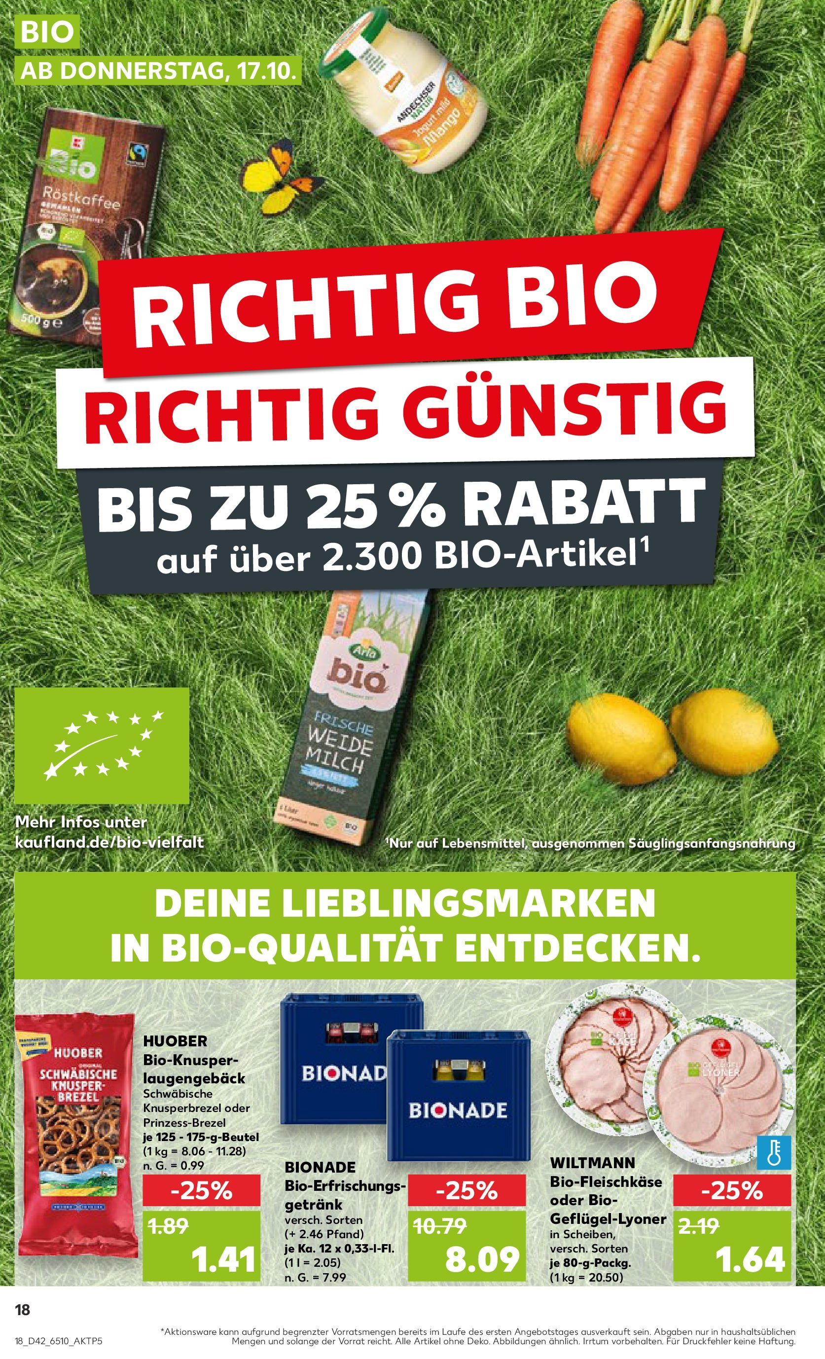 Kaufland - Nordrhein - Westfalen  (ab 17.10.2024) » Angebote Online zum Blättern | Seite: 18 | Produkte: Milch, Bionade, Mango