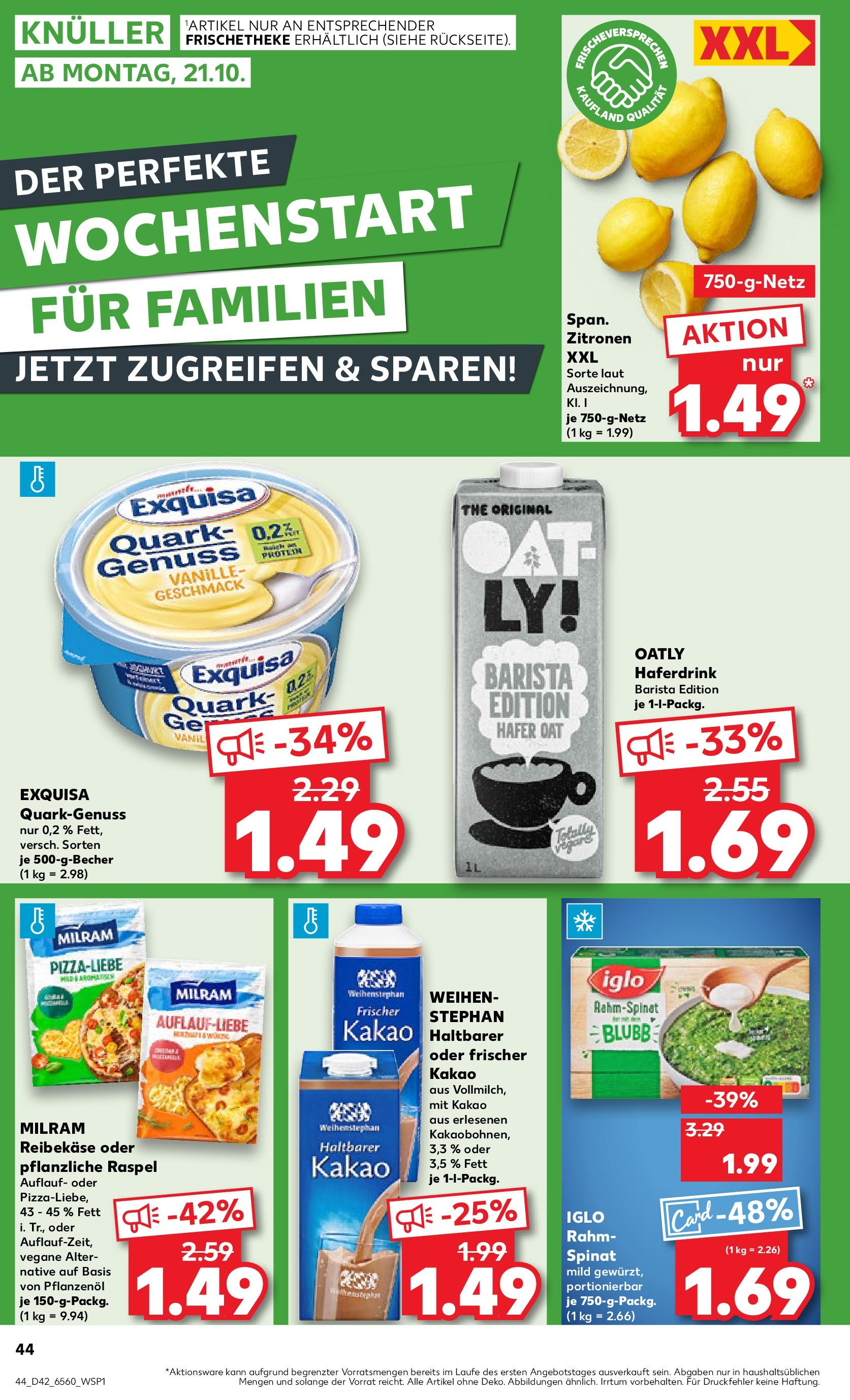 Kaufland - Nordrhein - Westfalen  (ab 17.10.2024) » Angebote Online zum Blättern | Seite: 44 | Produkte: Quark, Haferdrink, Exquisa, Oatly