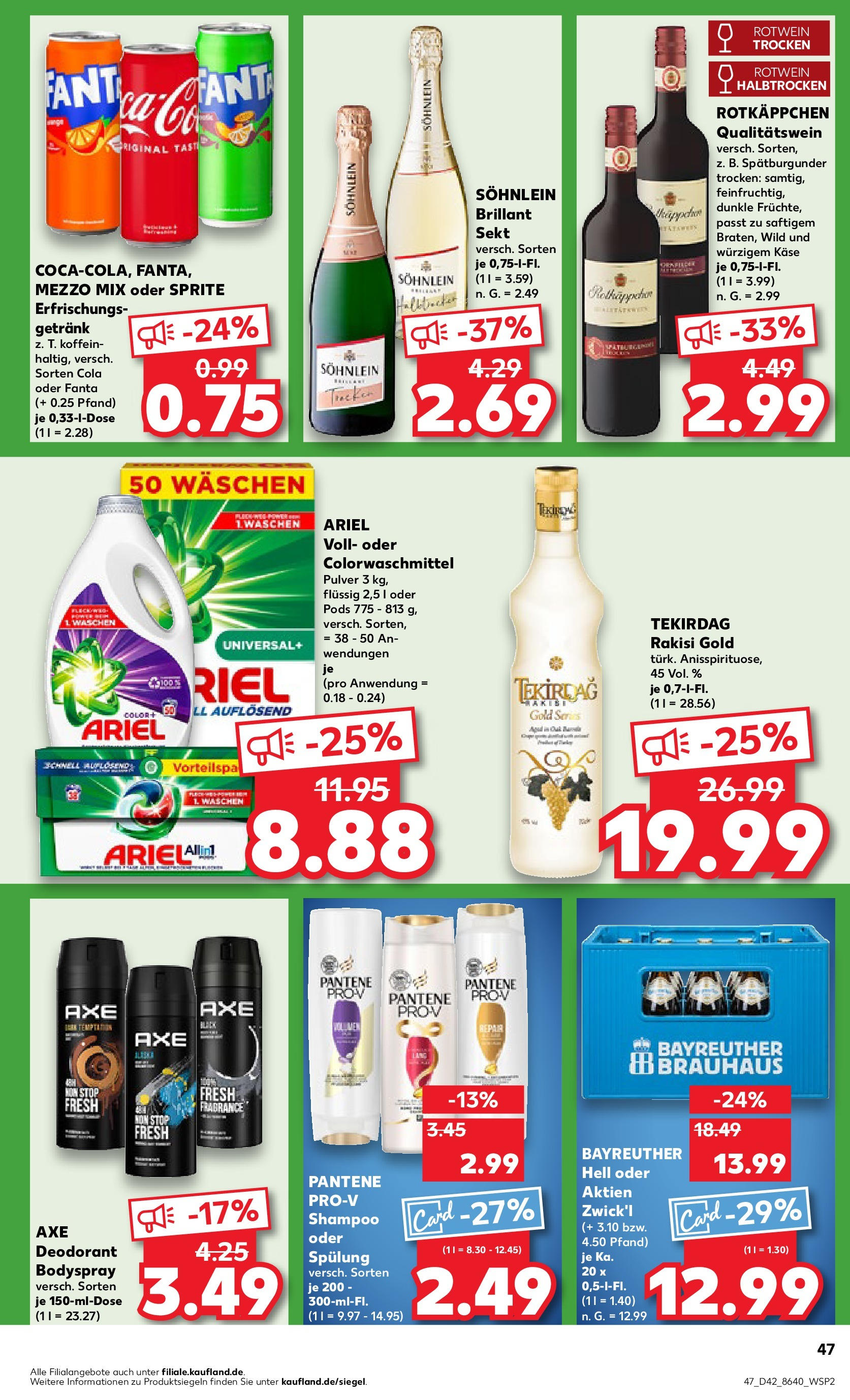 Kaufland - Nordrhein - Westfalen  (ab 17.10.2024) » Angebote Online zum Blättern | Seite: 47 | Produkte: Mezzo mix, Ariel, Sekt, Rotkäppchen