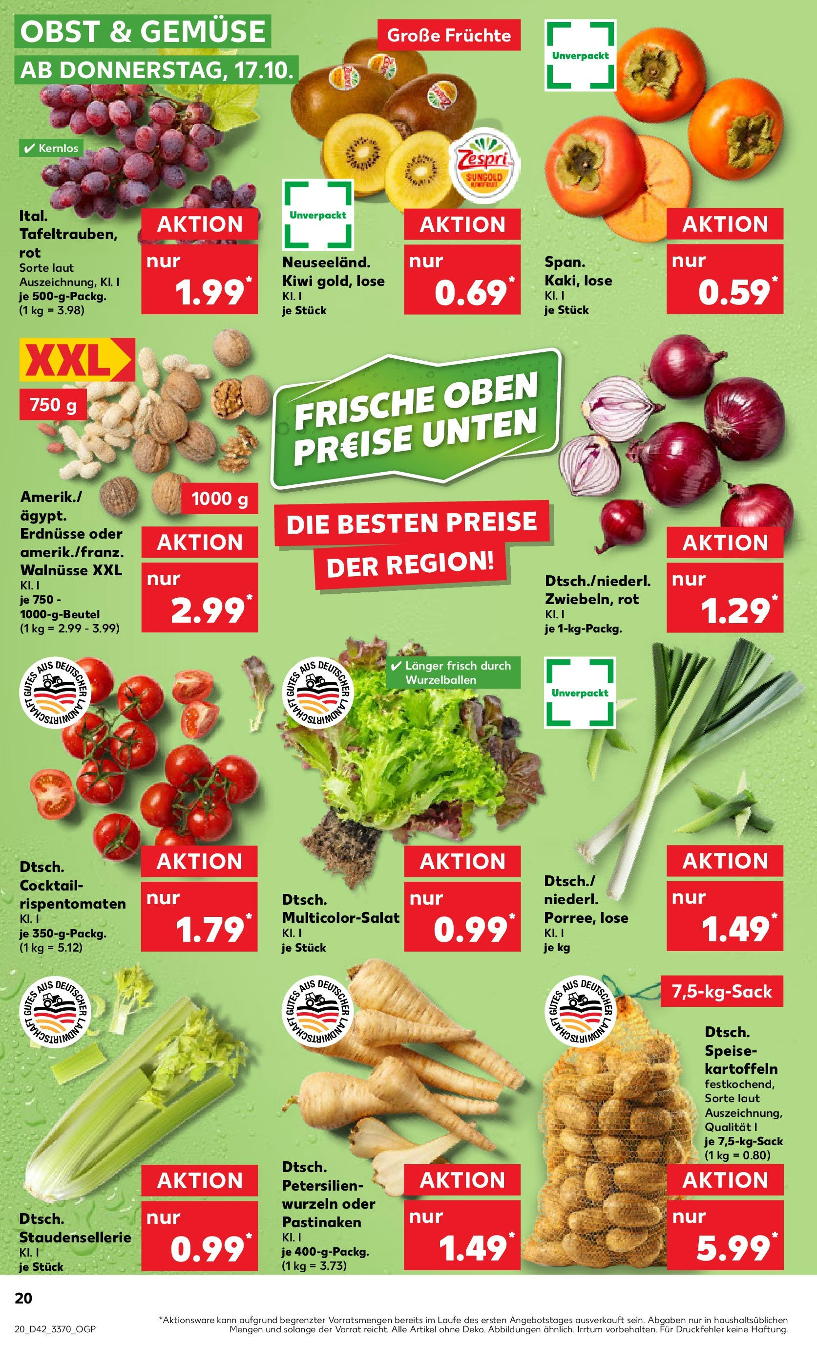 Kaufland - Berlin (ab 17.10.2024) » Angebote Online zum Blättern | Seite: 20 | Produkte: Walnüsse, Kartoffeln, Gemüse, Obst