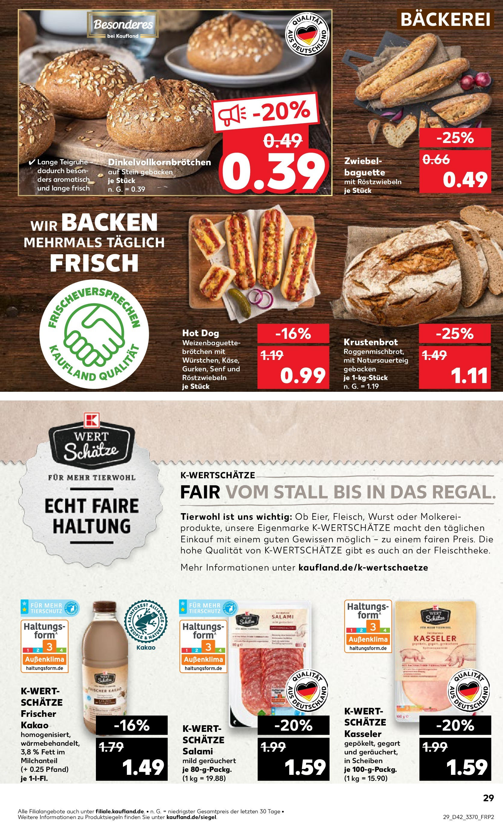 Kaufland - Berlin (ab 17.10.2024) » Angebote Online zum Blättern | Seite: 29 | Produkte: Bäckerei, Baguette, Wurst, Salami