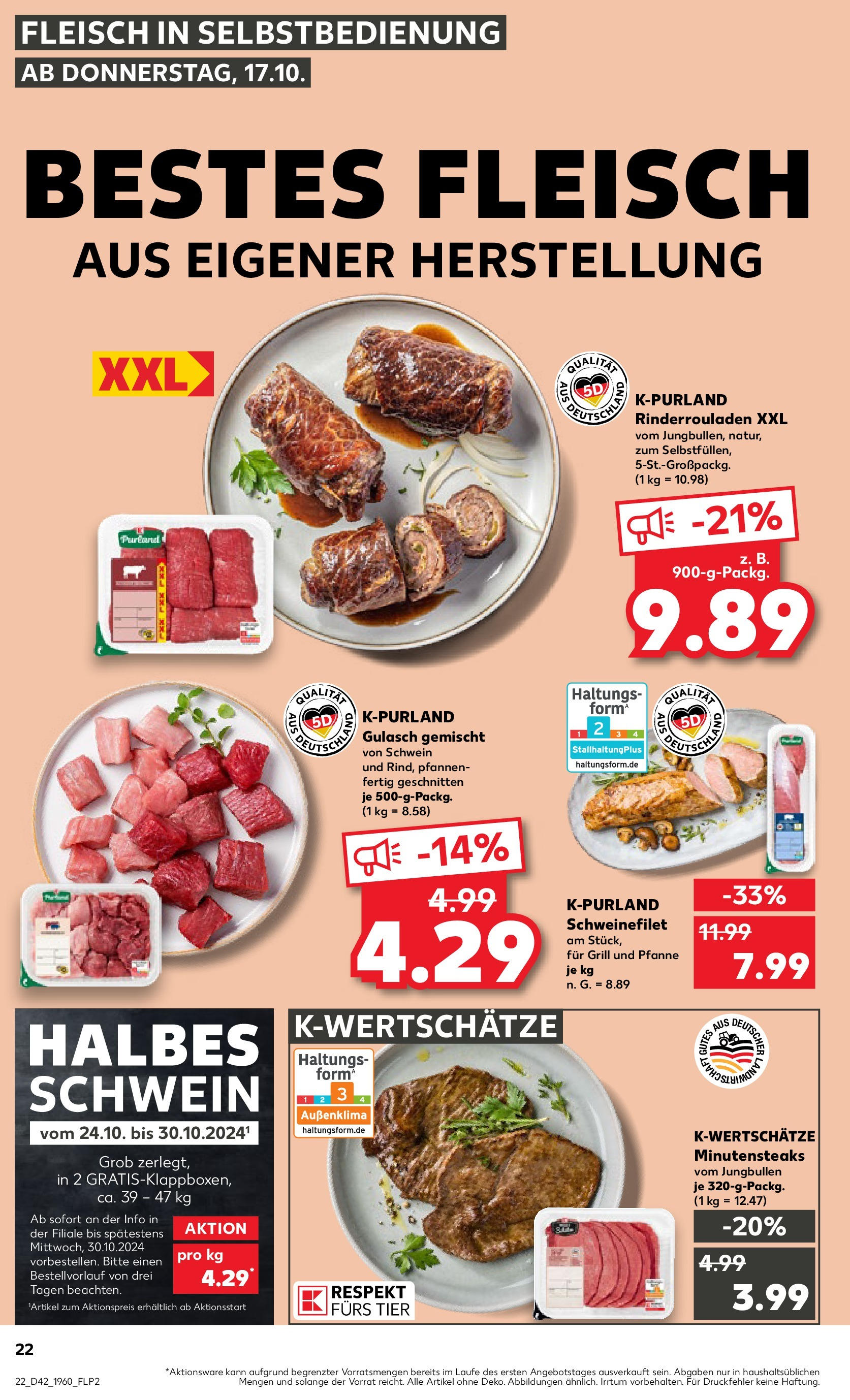 Kaufland - Berlin (ab 17.10.2024) » Angebote Online zum Blättern | Seite: 22 | Produkte: Rindergulasch, Fleisch