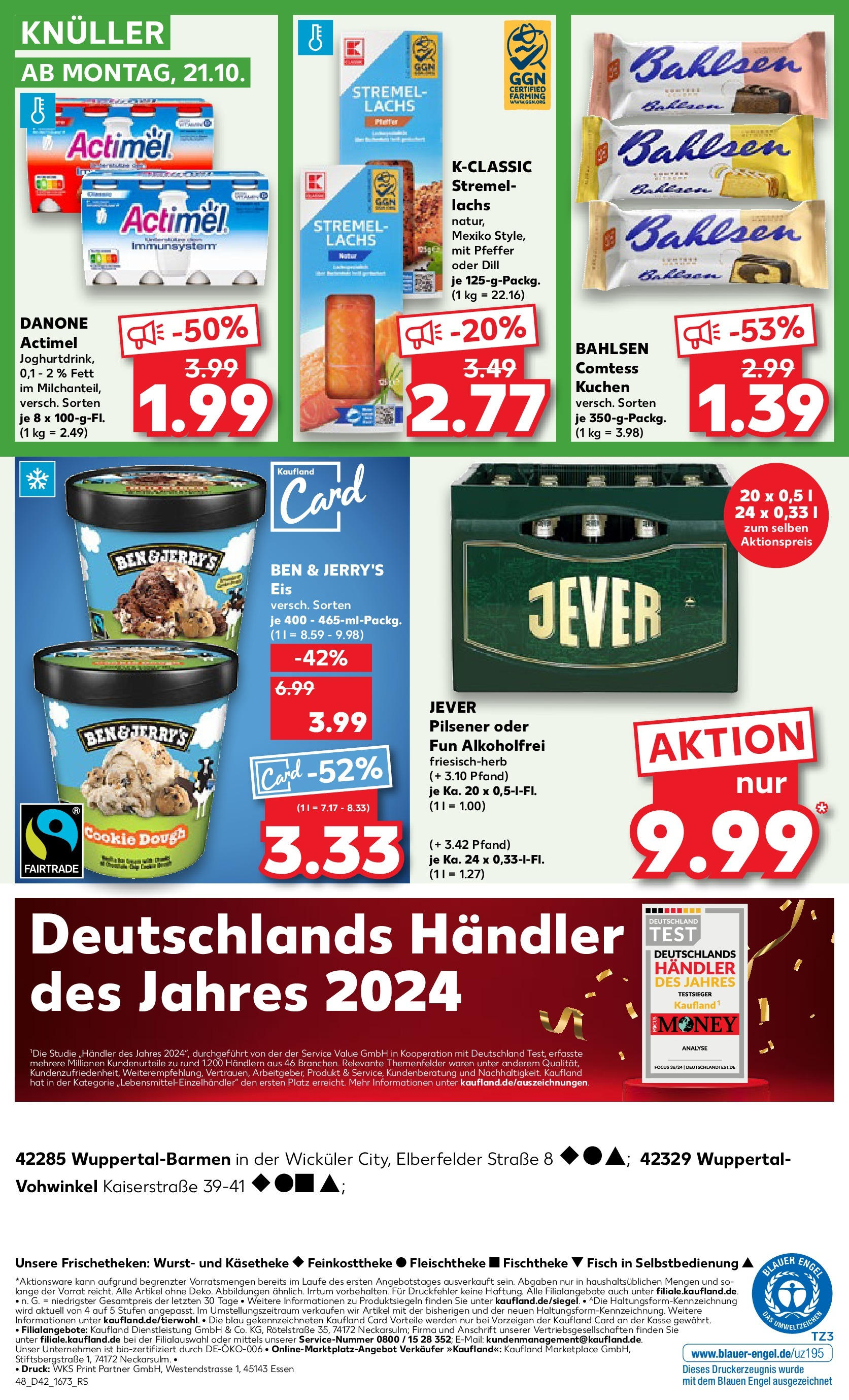 Kaufland - Nordrhein - Westfalen  (ab 17.10.2024) » Angebote Online zum Blättern | Seite: 48 | Produkte: Actimel, Fisch, Lachs, Jever