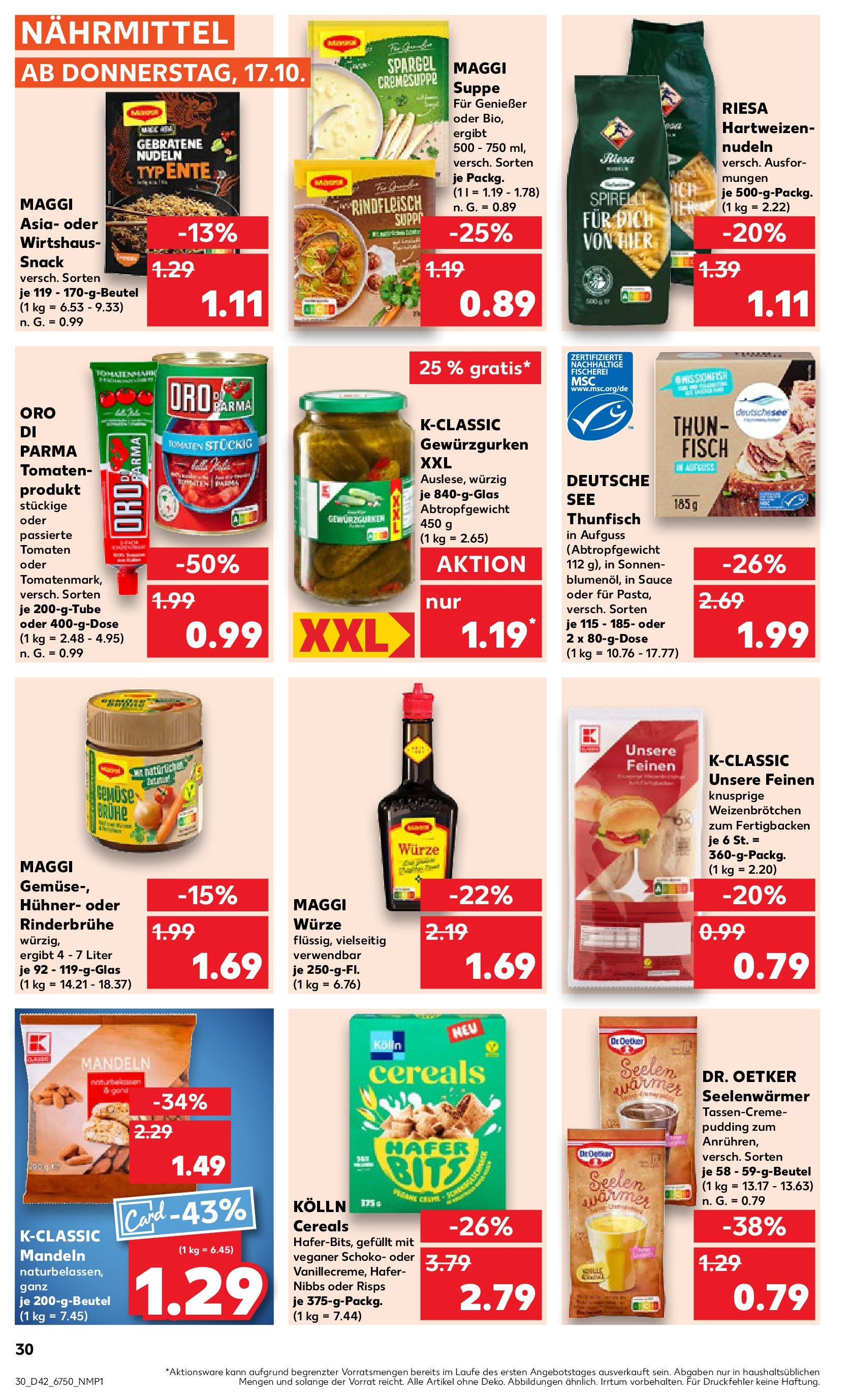 Kaufland - Berlin (ab 17.10.2024) » Angebote Online zum Blättern | Seite: 30 | Produkte: Mandeln, Fisch, Nudeln, Ente