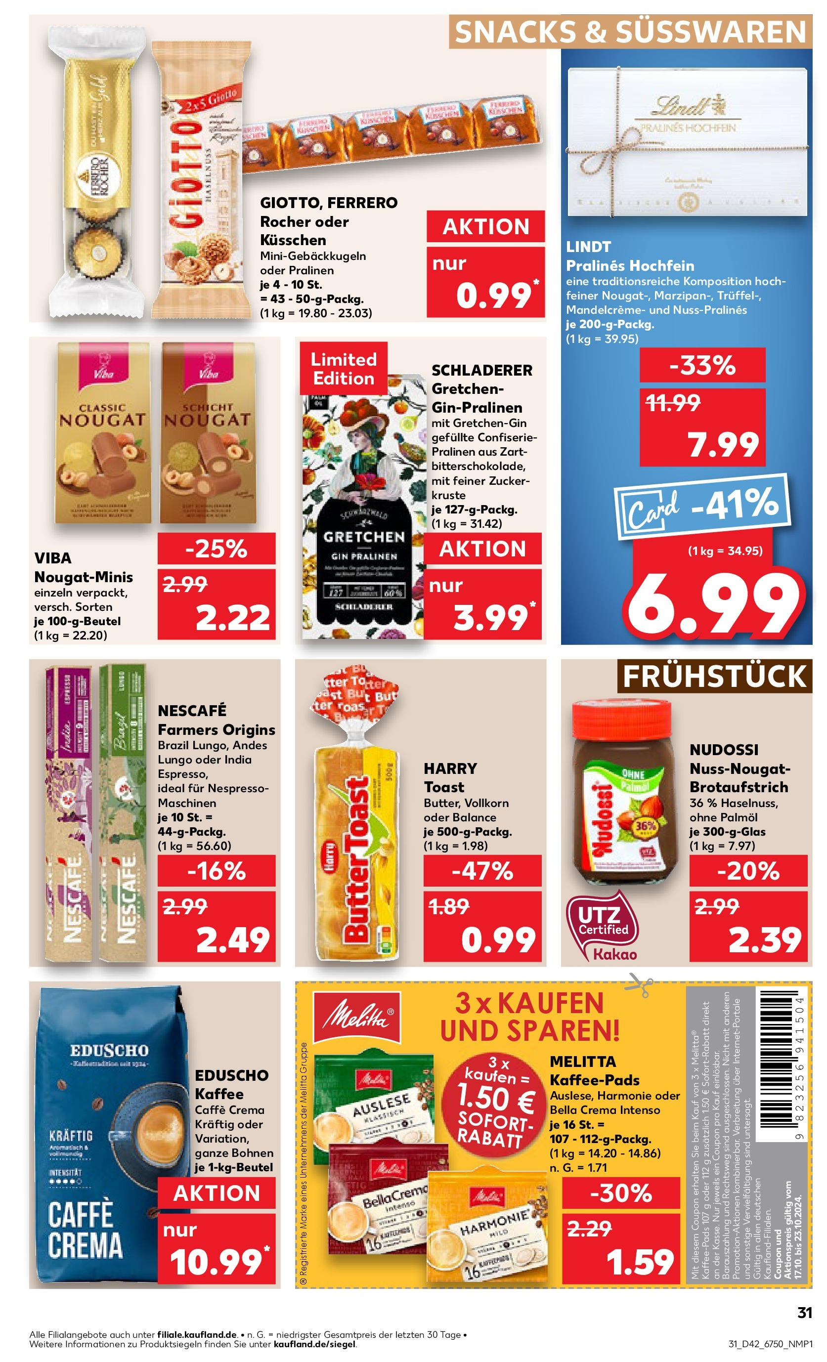 Kaufland - Berlin (ab 17.10.2024) » Angebote Online zum Blättern | Seite: 31 | Produkte: Melitta, Kaffeepads, Nescafe, Eduscho