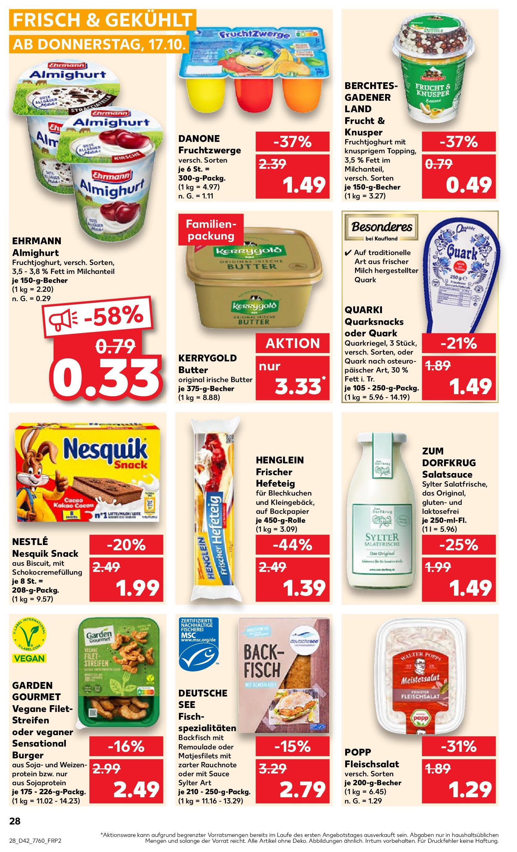 Kaufland - Baden-Württemberg  (ab 17.10.2024) » Angebote Online zum Blättern | Seite: 28 | Produkte: Milch, Fruchtzwerge, Burger, Fruchtjoghurt