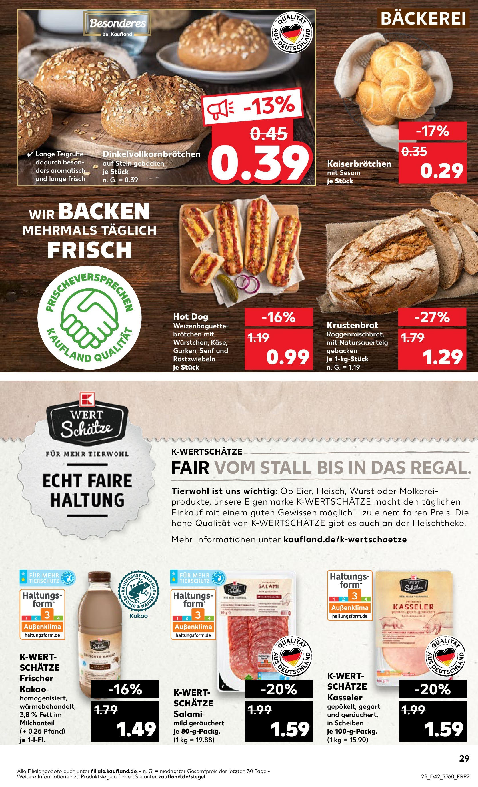 Kaufland - Baden-Württemberg  (ab 17.10.2024) » Angebote Online zum Blättern | Seite: 29 | Produkte: Bäckerei, Wurst, Salami