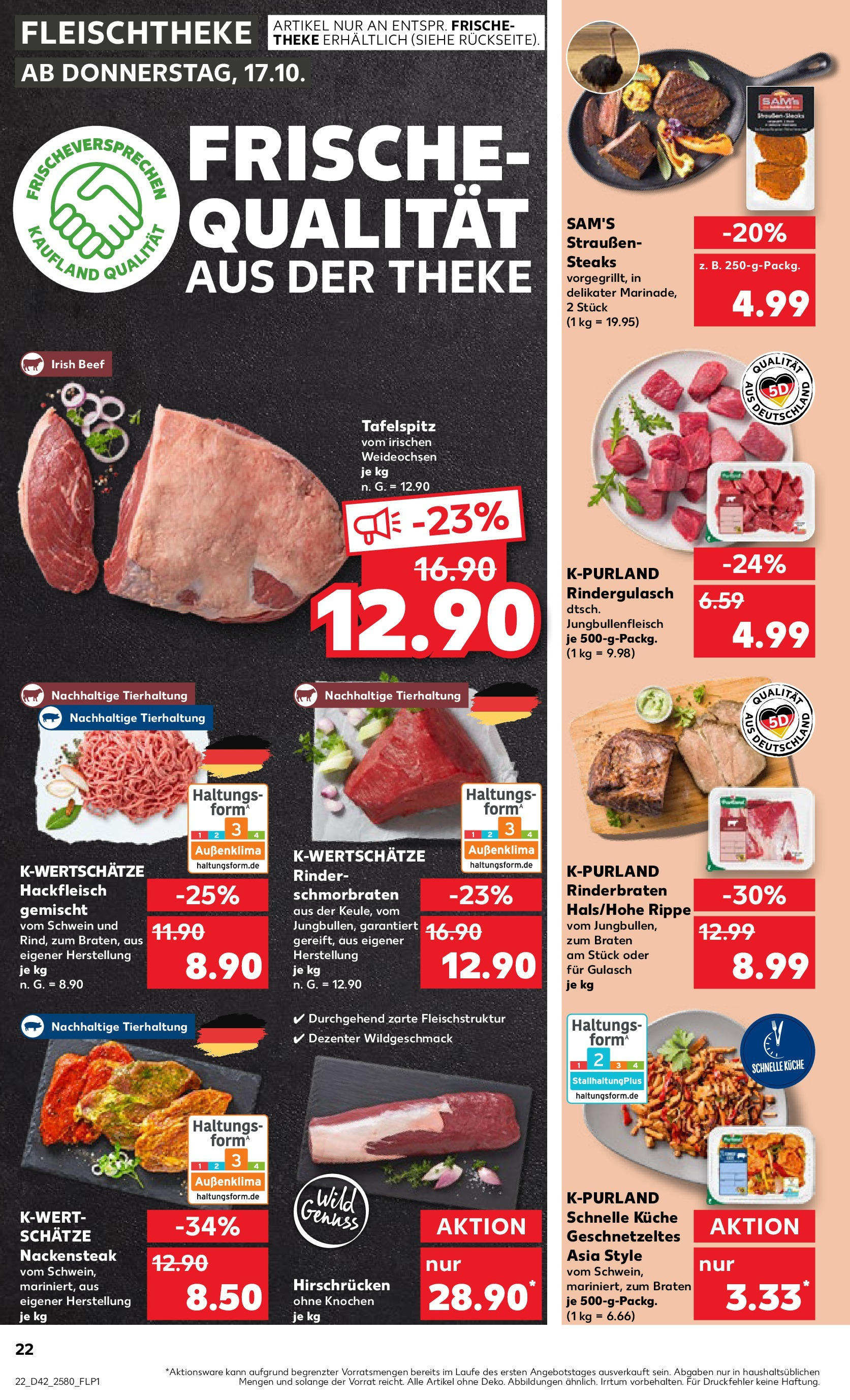 Kaufland - Baden-Württemberg  (ab 17.10.2024) » Angebote Online zum Blättern | Seite: 22 | Produkte: Fleisch