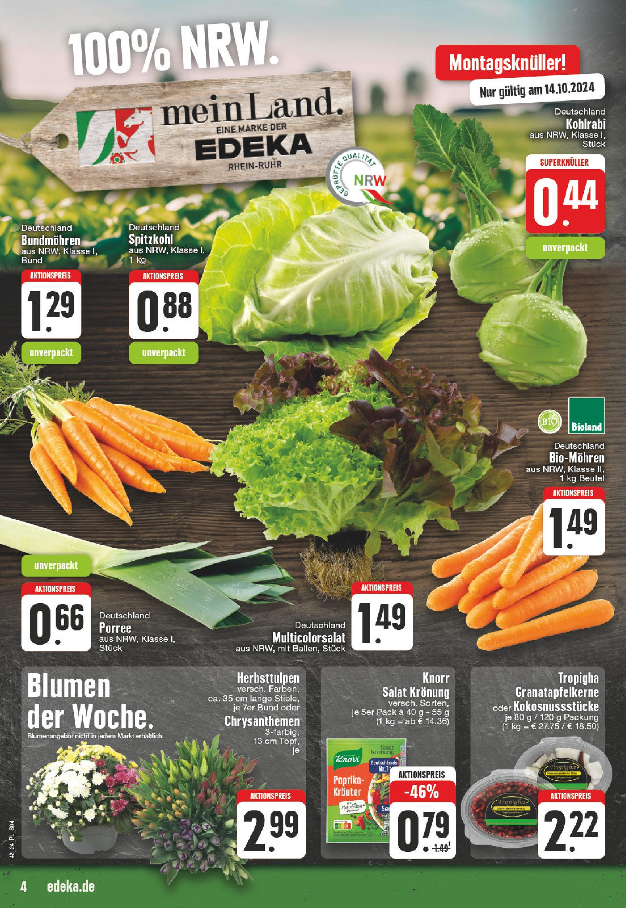 E center Prospekt Wachtberg - Berkum, Am Wachtbergring 5 (ab 14.10.2024) » Angebote Online | Seite: 4 | Produkte: Blumen, Kohlrabi, Paprika, Salat