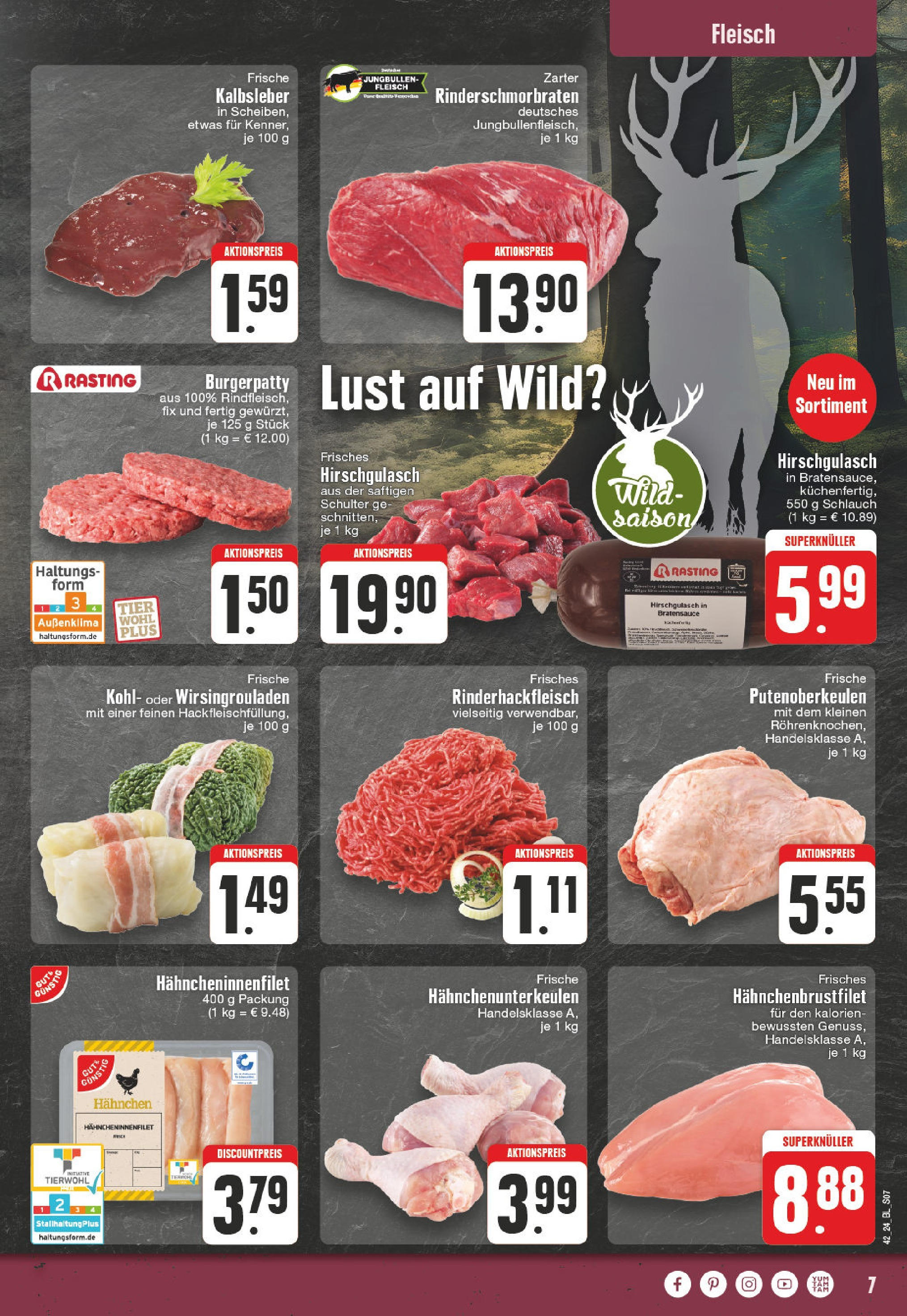 Edeka - Hagen-Eppenhausen, Eppenhauser Straße 4 (ab 14.10.2024) » Angebote Online | Seite: 7 | Produkte: Hahnchen, Kalbsleber, Fleisch