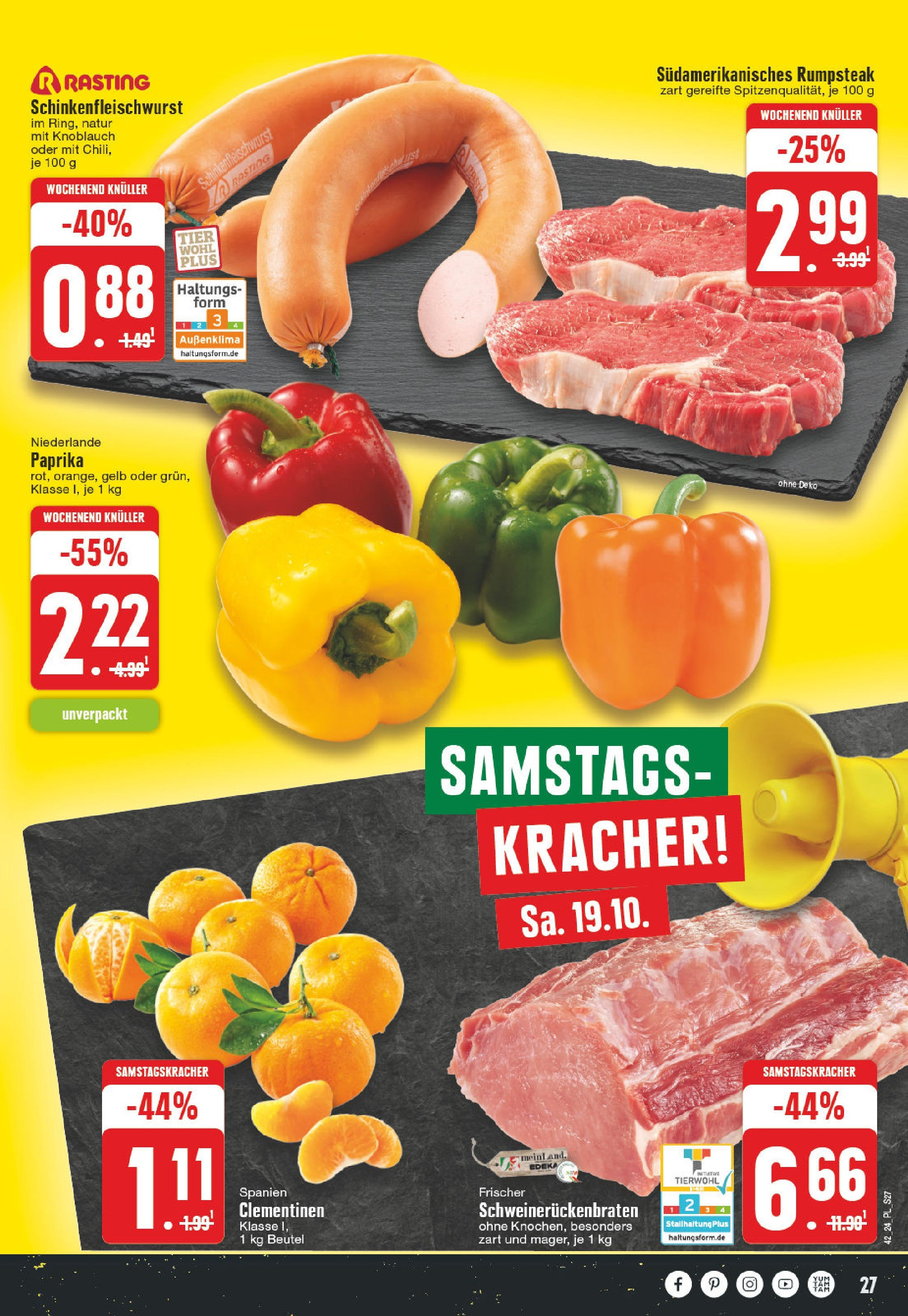 E center Prospekt Wachtberg - Berkum, Am Wachtbergring 5 (ab 14.10.2024) » Angebote Online | Seite: 27 | Produkte: Rumpsteak, Paprika, Knoblauch