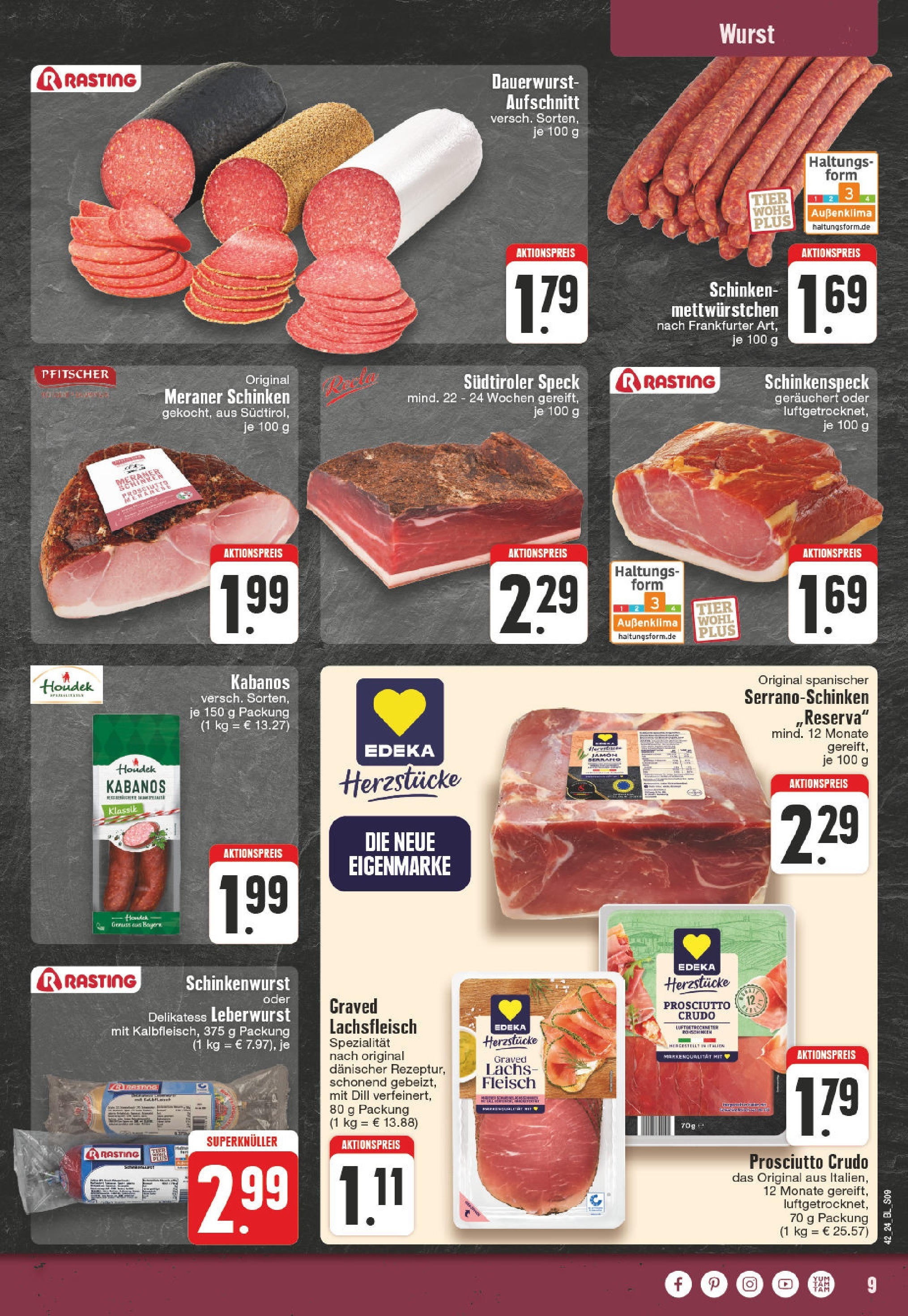 Edeka - Hagen-Eppenhausen, Eppenhauser Straße 4 (ab 14.10.2024) » Angebote Online | Seite: 9 | Produkte: Wurst, Dill, Schinken, Fleisch