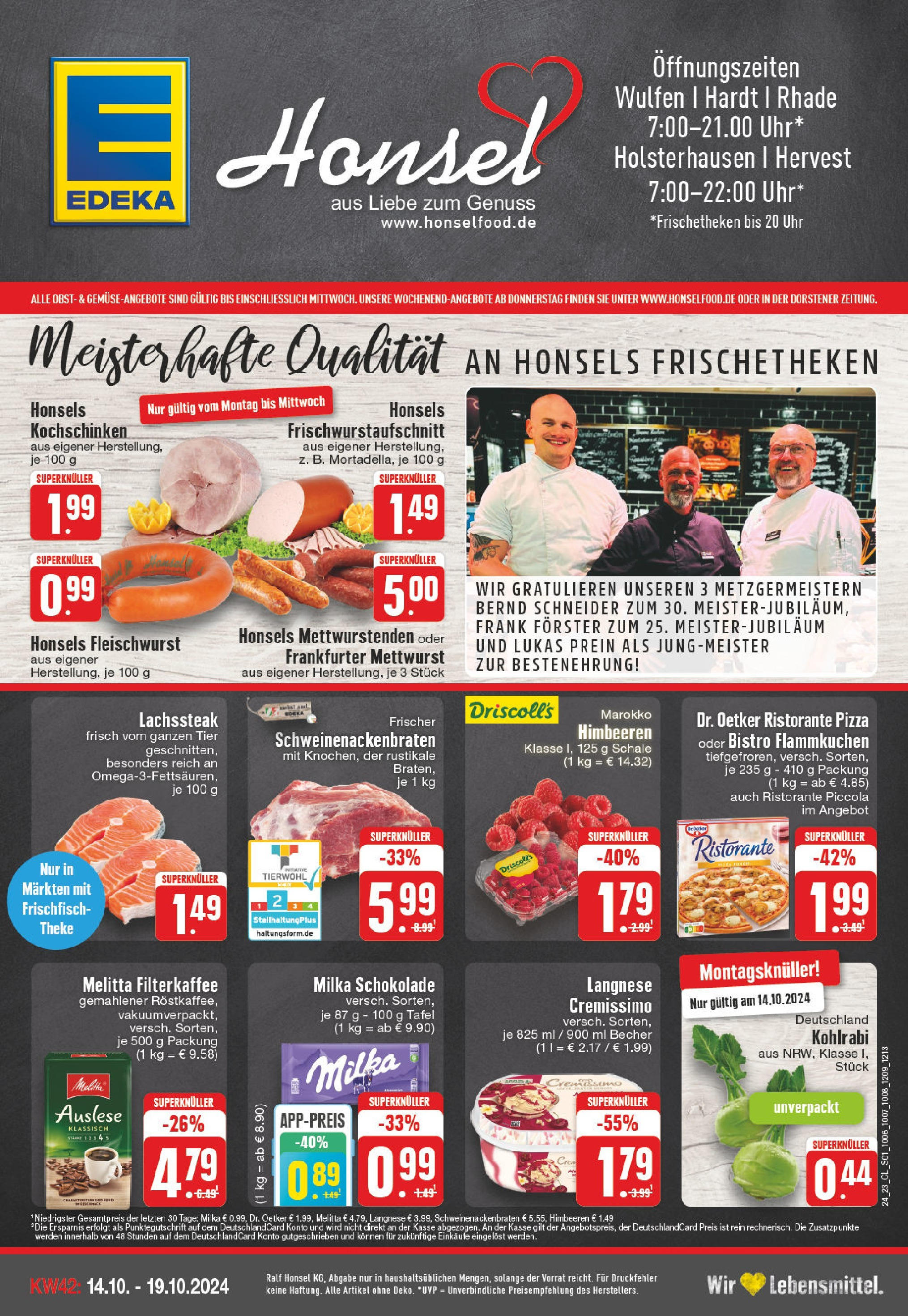 Edeka - Dorsten, An Der Seikenkapelle 2 (ab 14.10.2024) » Angebote Online | Seite: 1 | Produkte: Ristorante, Schokolade, Kohlrabi, Milka