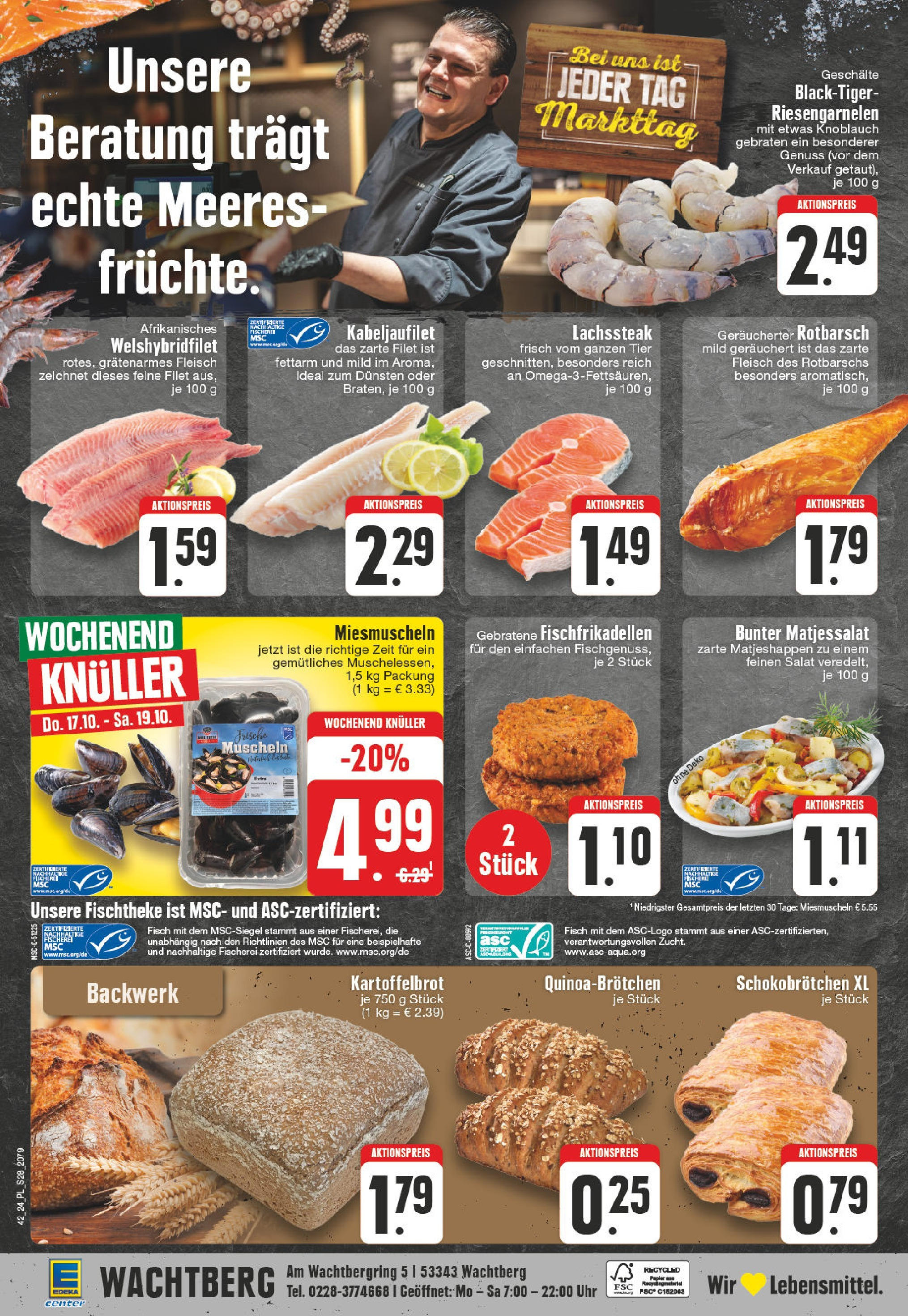 E center Prospekt Wachtberg - Berkum, Am Wachtbergring 5 (ab 14.10.2024) » Angebote Online | Seite: 28 | Produkte: Fisch, Knoblauch, Fleisch, Uhr