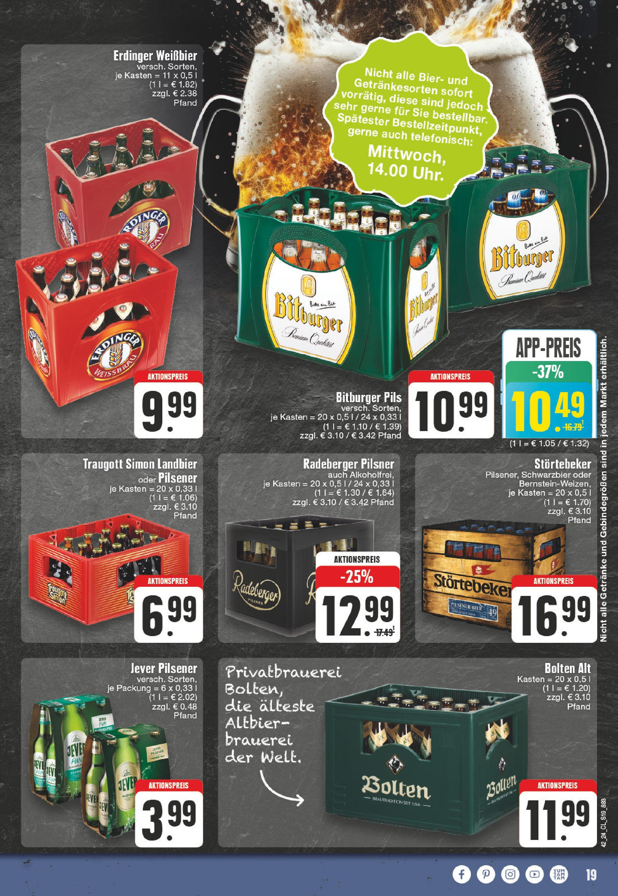 Edeka - Erkelenz, Karolingerring 2 (ab 14.10.2024) » Angebote Online | Seite: 19 | Produkte: Bitburger, Weißbier, Pils, Jever