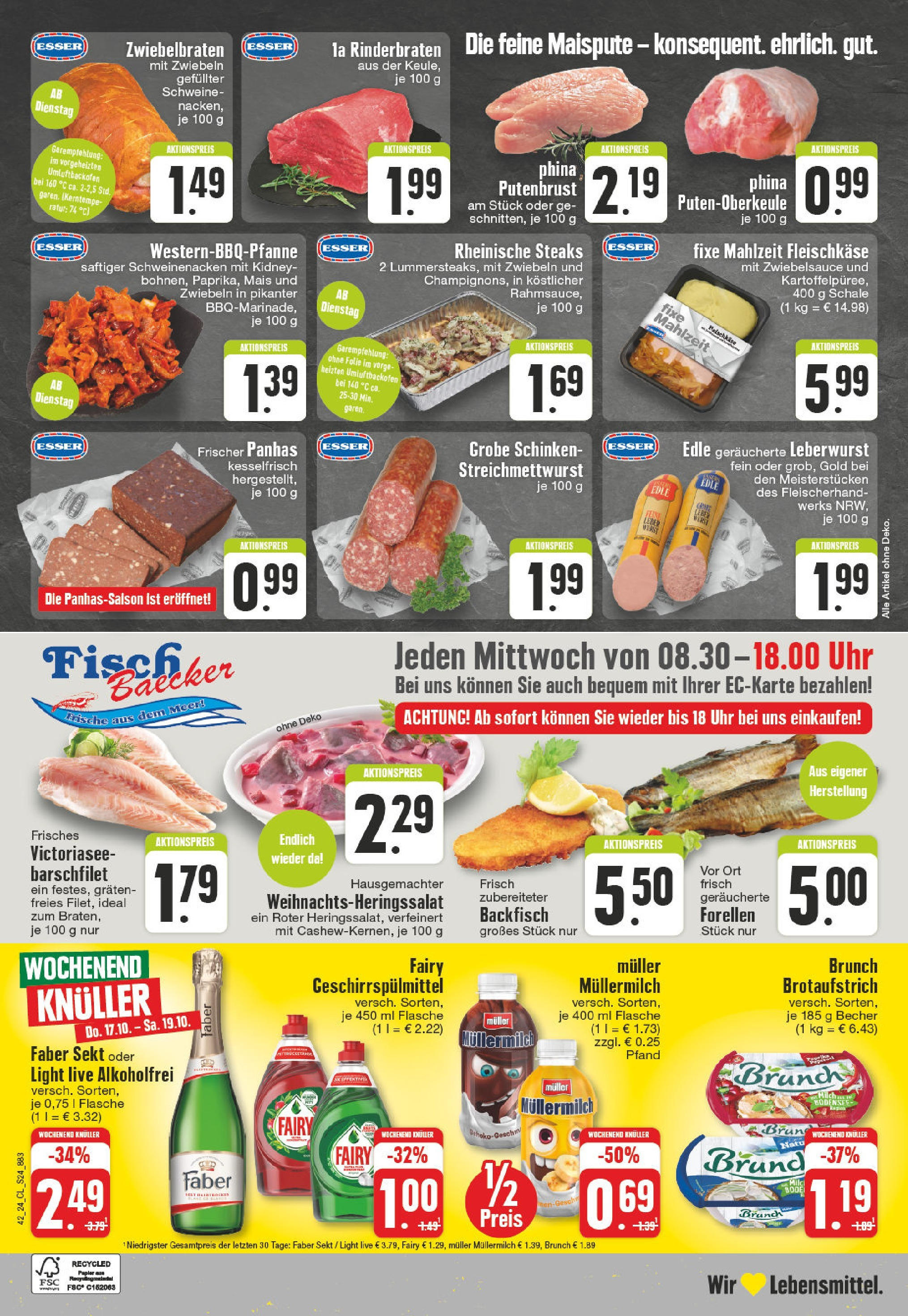 Edeka - Erkelenz, Karolingerring 2 (ab 14.10.2024) » Angebote Online | Seite: 24 | Produkte: Rinderbraten, Müllermilch, Schinken, Uhr