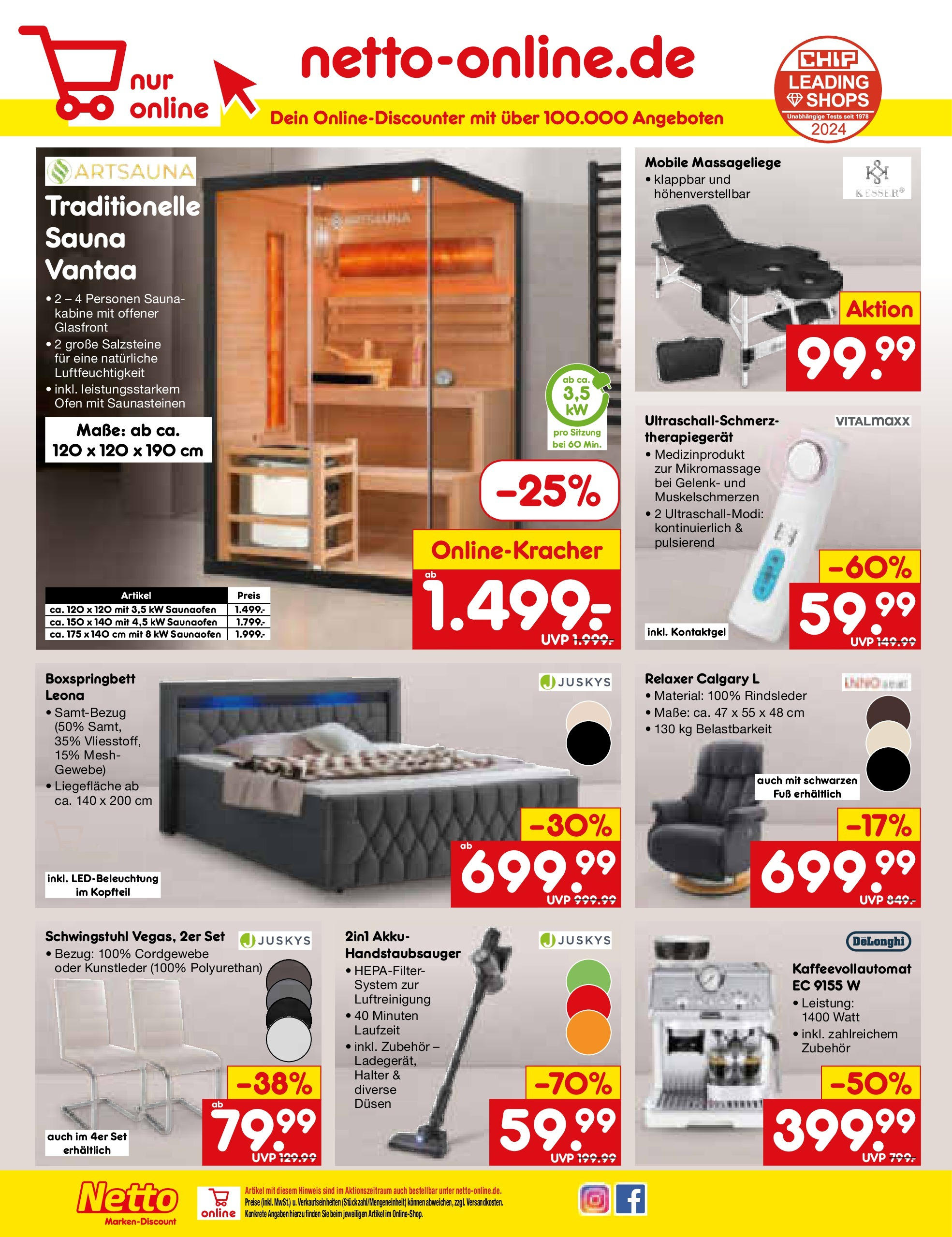 Netto Marken-Discount - Rheinland-Pfalz (ab 14.10.2024) » Angebote | Seite: 38 | Produkte: Ofen, Boxspringbett, Kaffeevollautomat