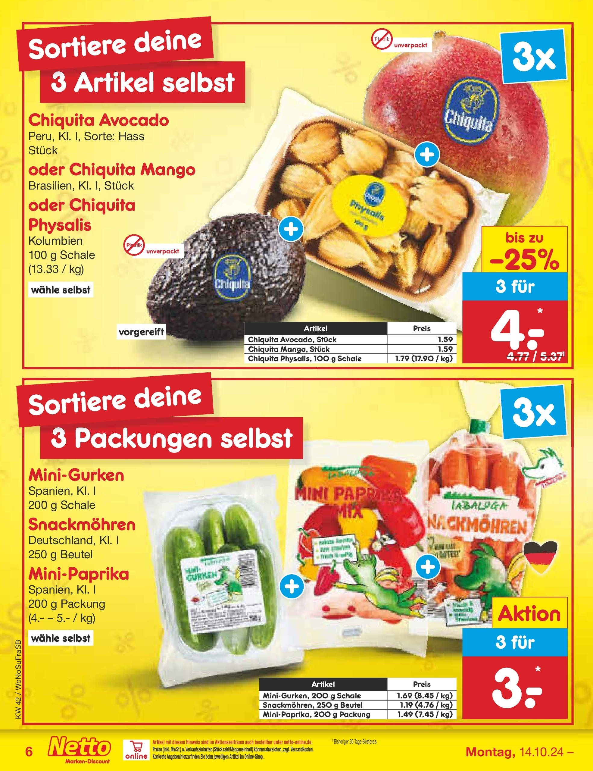 Netto Marken-Discount - Hessen (ab 14.10.2024) » Angebote | Seite: 6 | Produkte: Avocado, Paprika, Mango