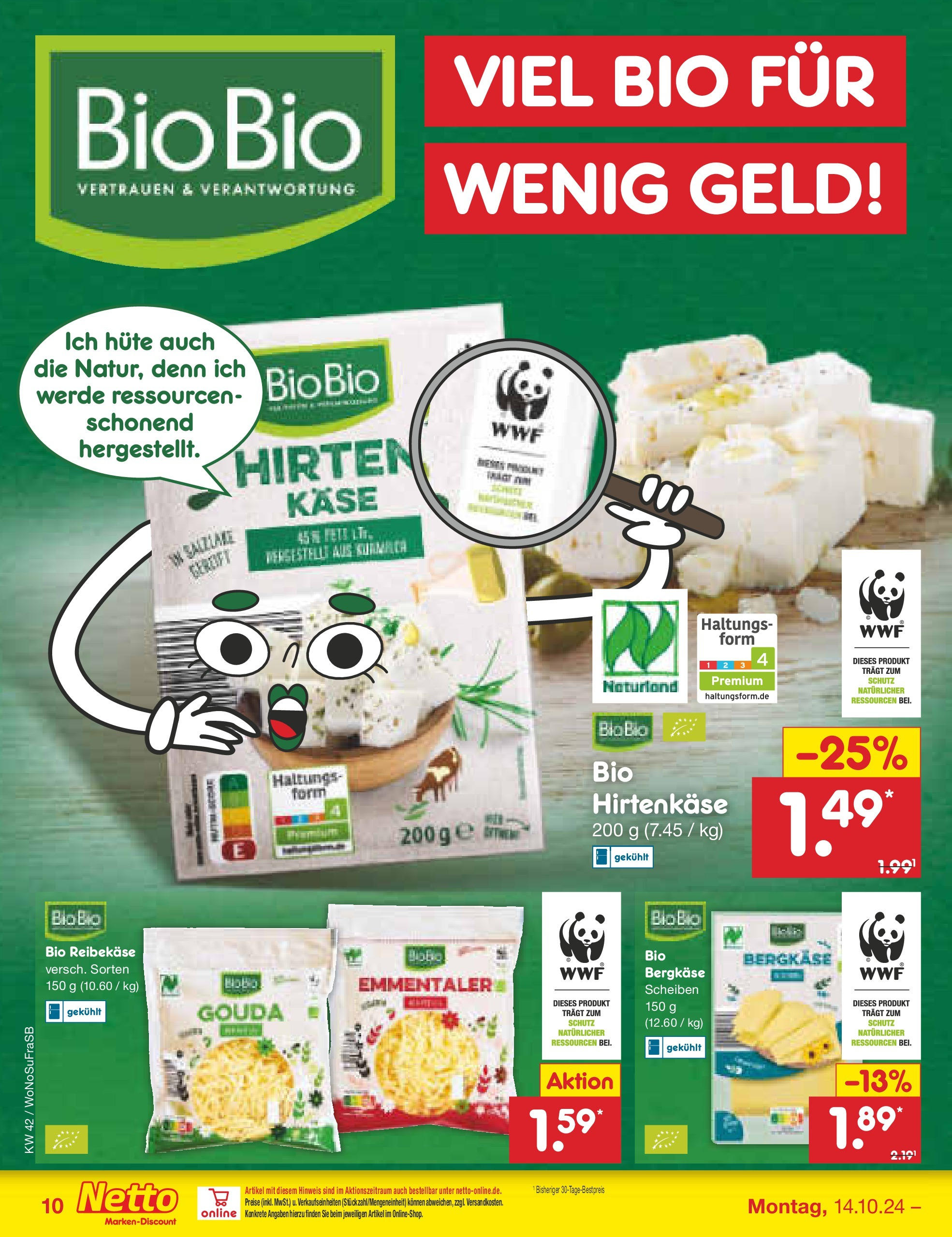 Netto Marken-Discount - Hessen (ab 14.10.2024) » Angebote | Seite: 10 | Produkte: Käse, Gouda, Reibekase